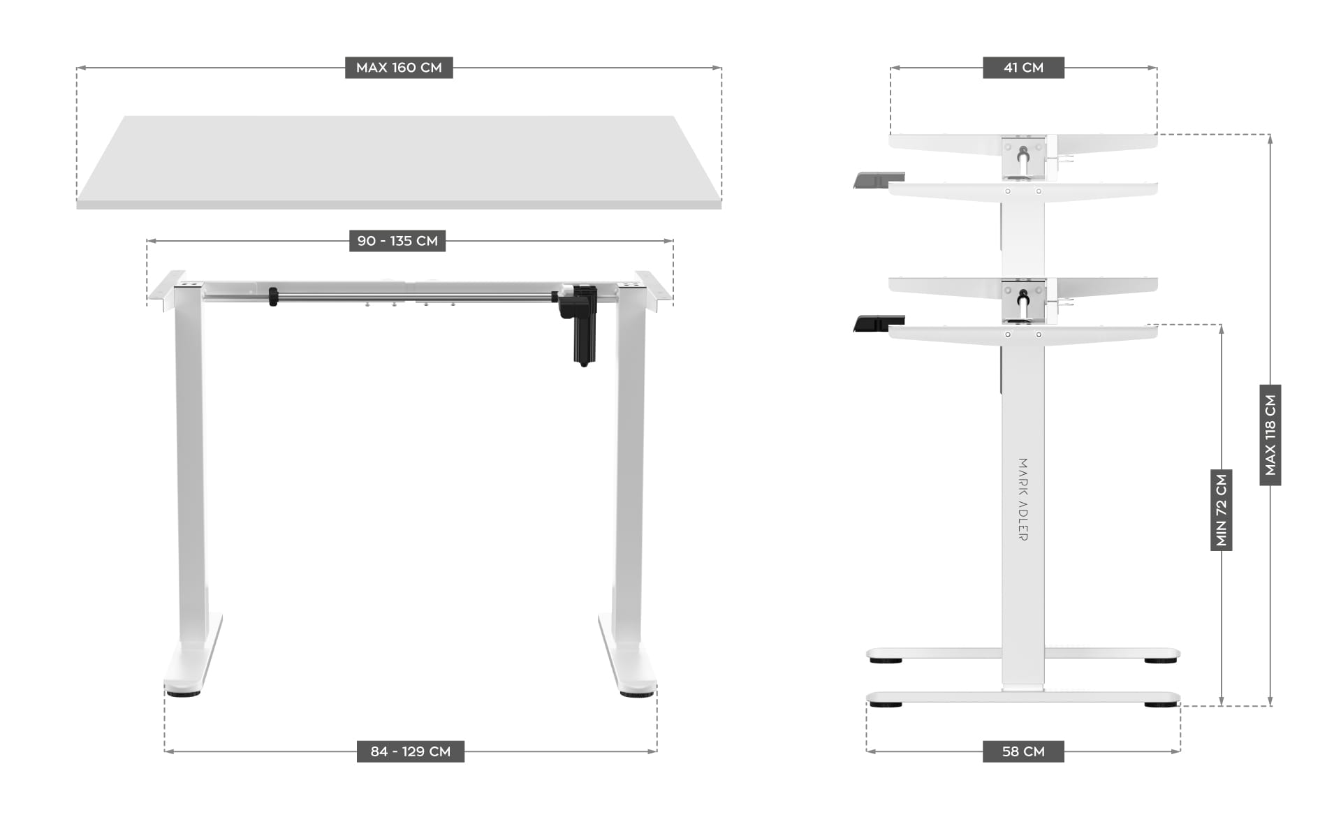 Elektrický stůl Mark Adler Xeno 2.0, bílý 
