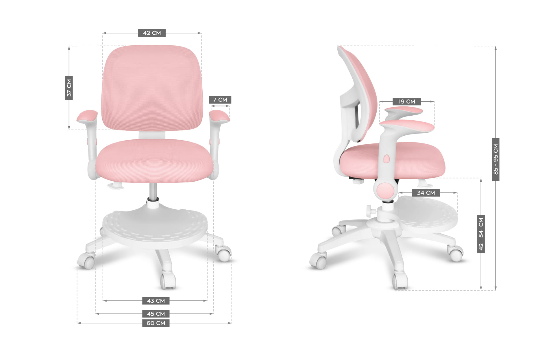 Otočná židle Mark Adler JUNIOR 5.0 růžová 