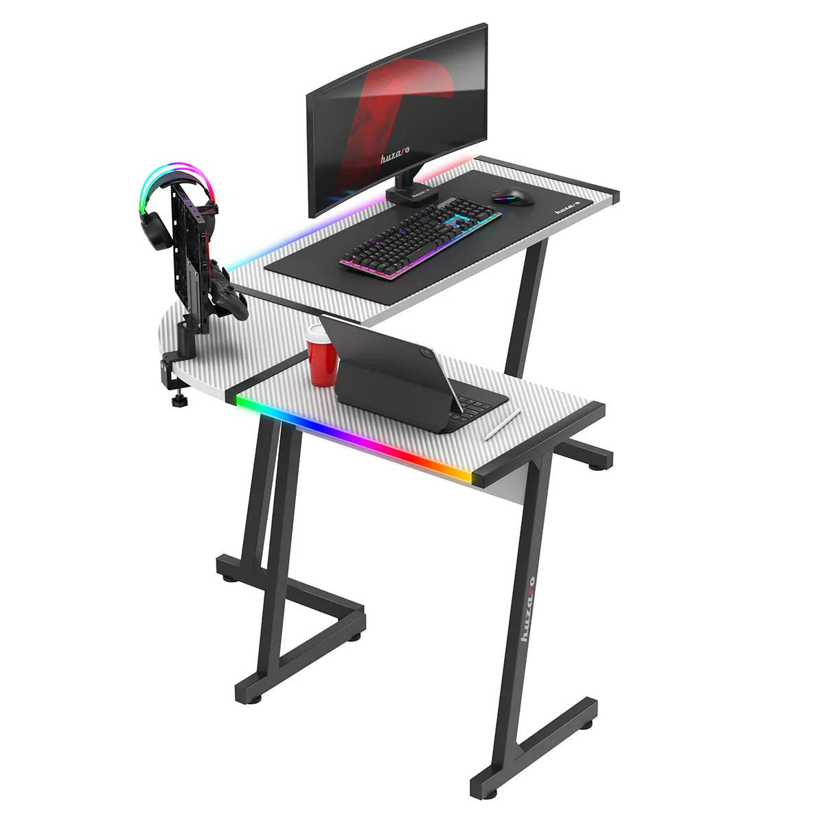 HUZARO HERO 6.0 Bílý RGB chytrý herní stůl 147 cm 