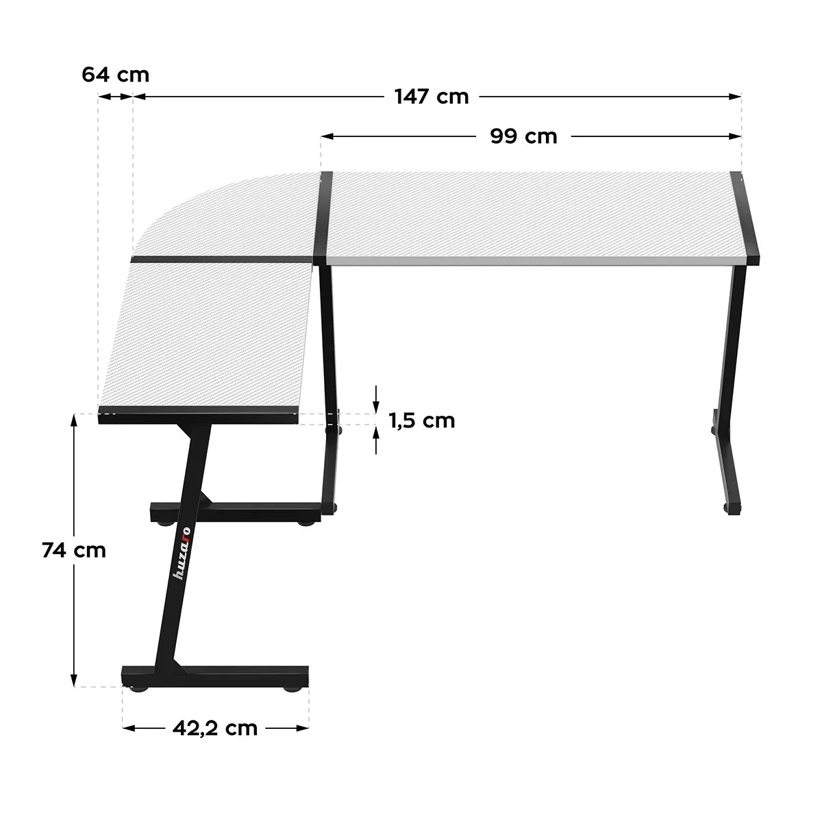 HUZARO HERO 6.0 Bílý RGB chytrý herní stůl 147 cm 