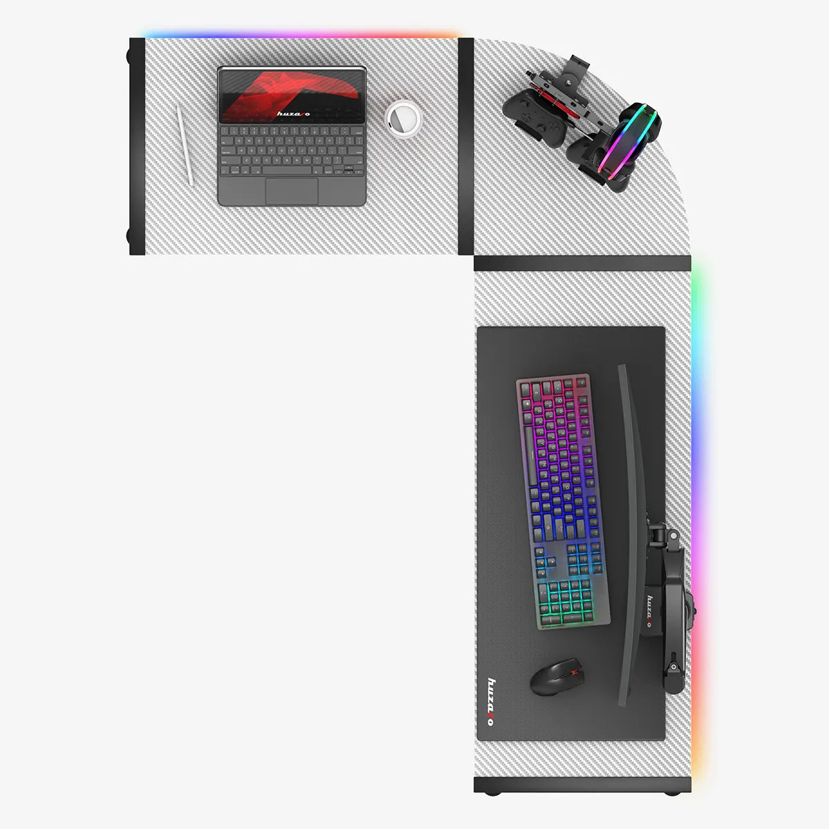 HUZARO HERO 6.0 Bílý RGB chytrý herní stůl 147 cm 