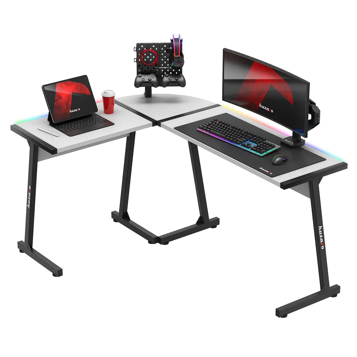 HUZARO HERO 6.0 Bílý RGB chytrý herní stůl 147 cm 