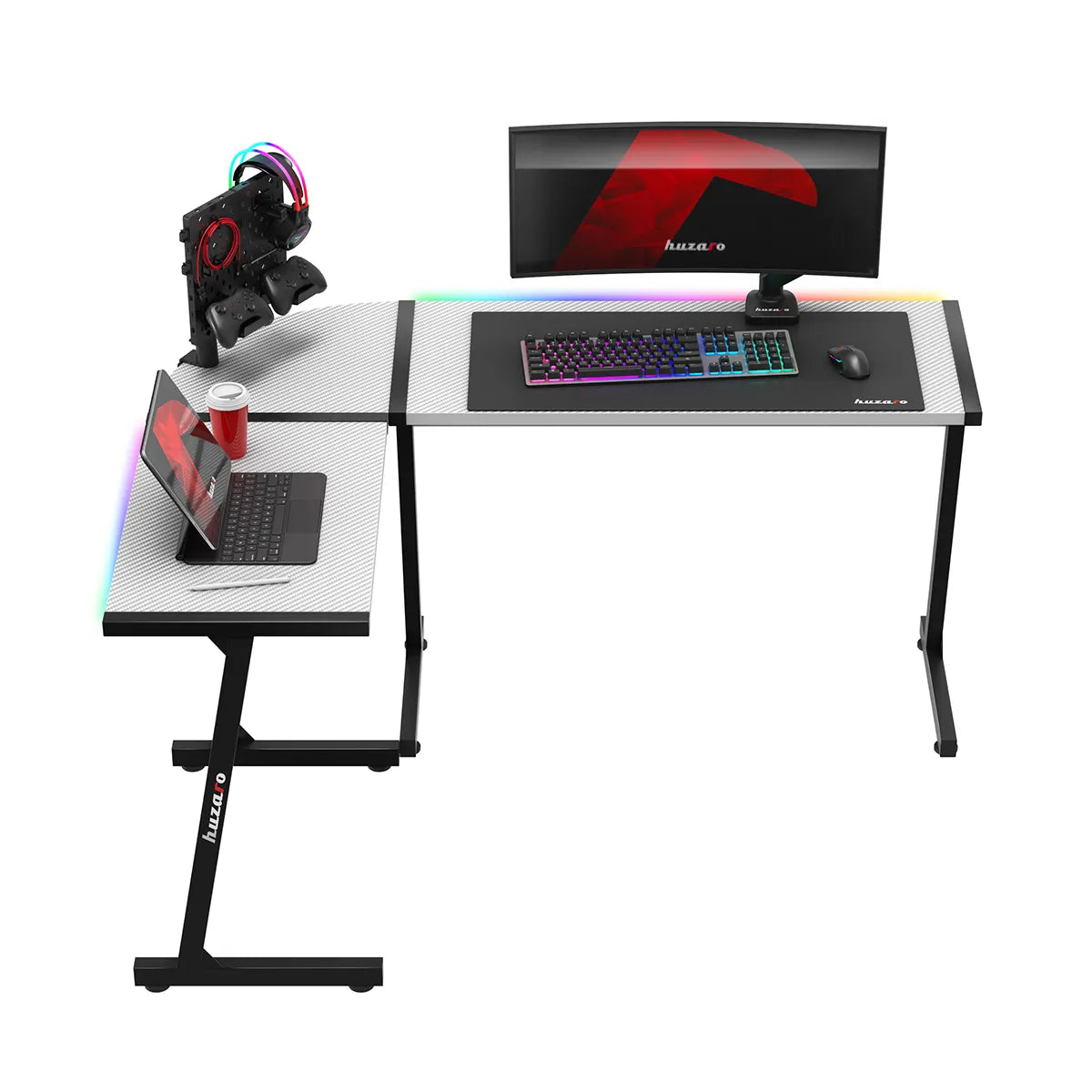 HUZARO HERO 6.0 Bílý RGB chytrý herní stůl 147 cm 