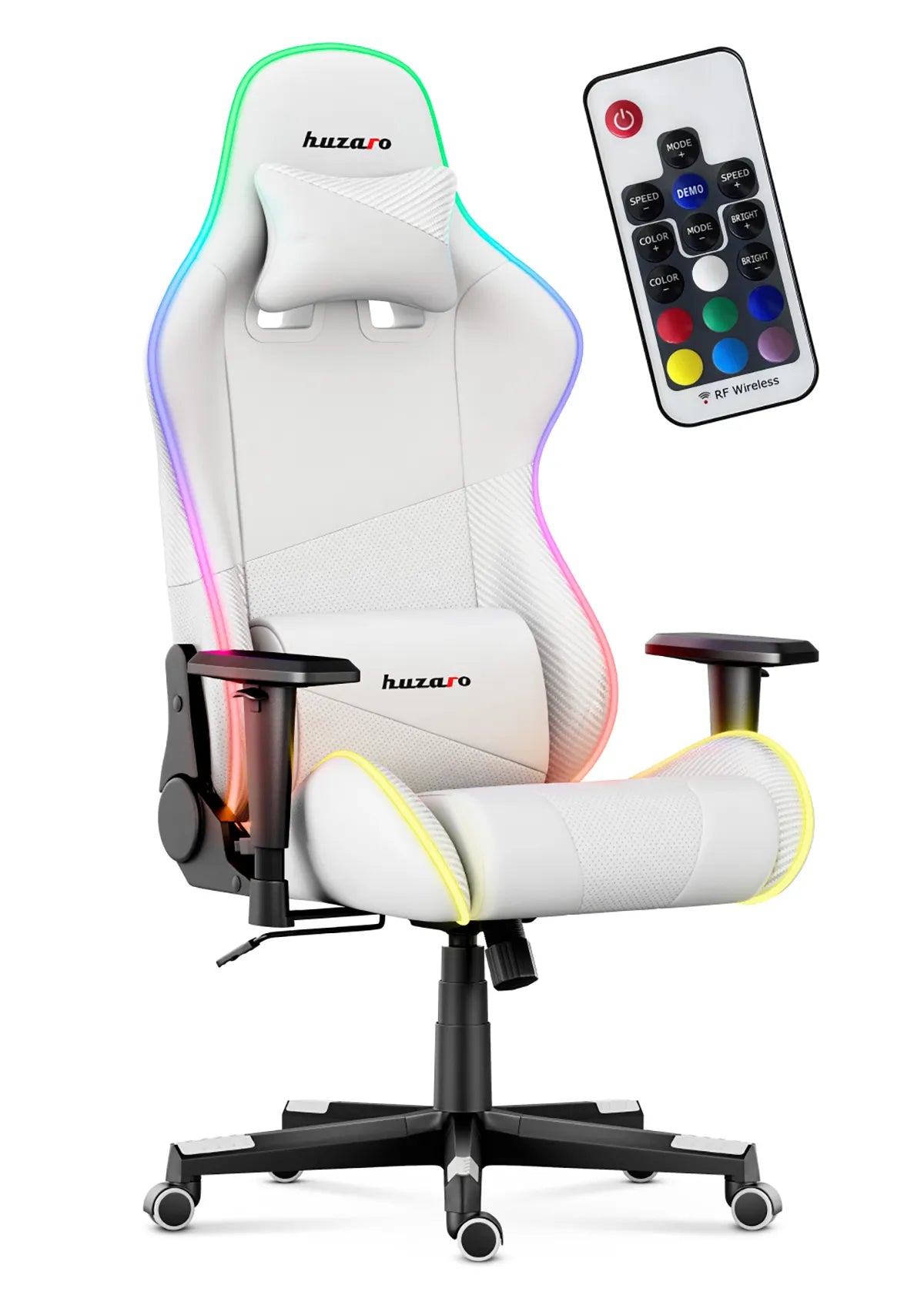 Herní židle HUZARO FORCE 6.2 s bílým RGB LED podsvícením 