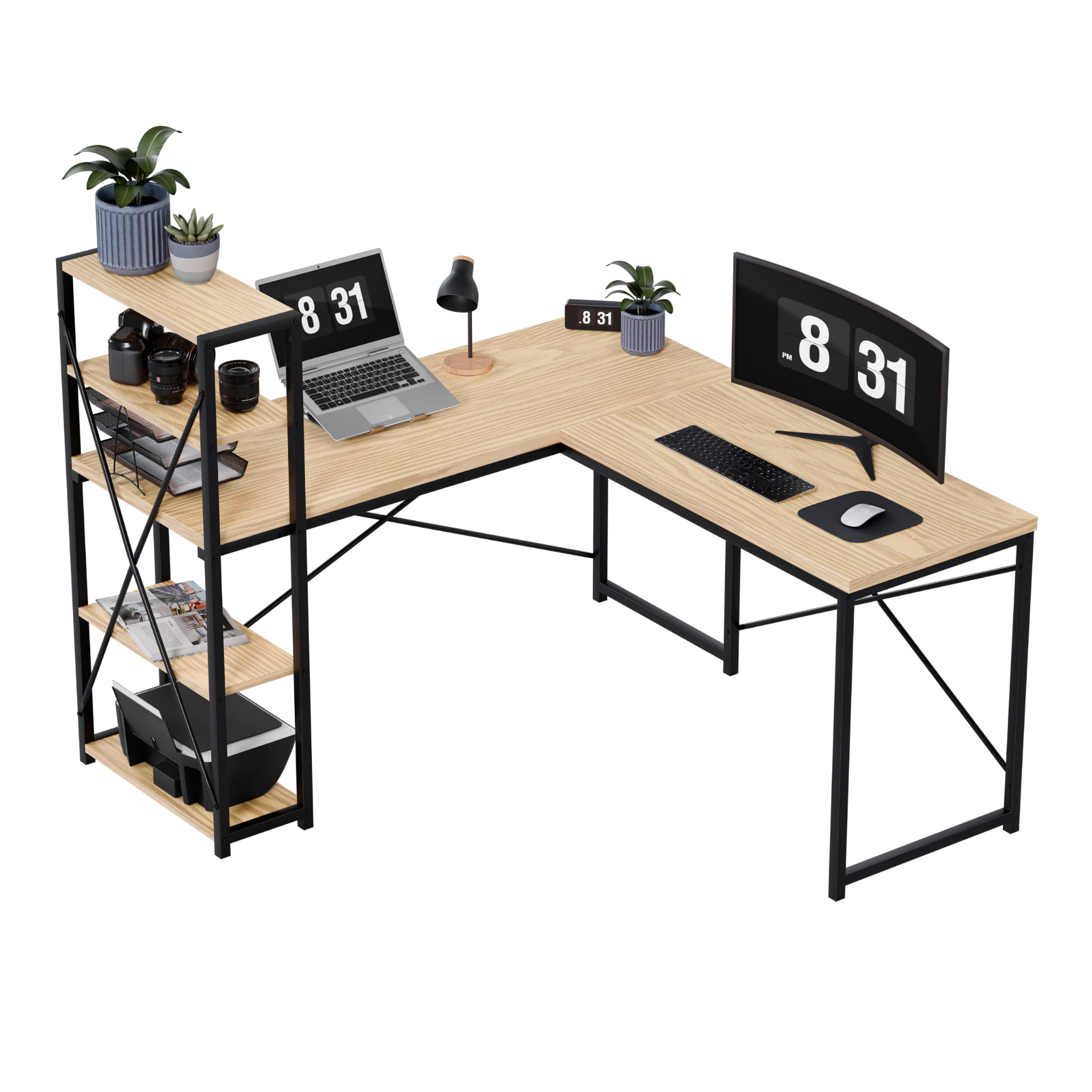 Rohový psací stůl Mark Adler Leader 5.9 s policemi 145 cm 