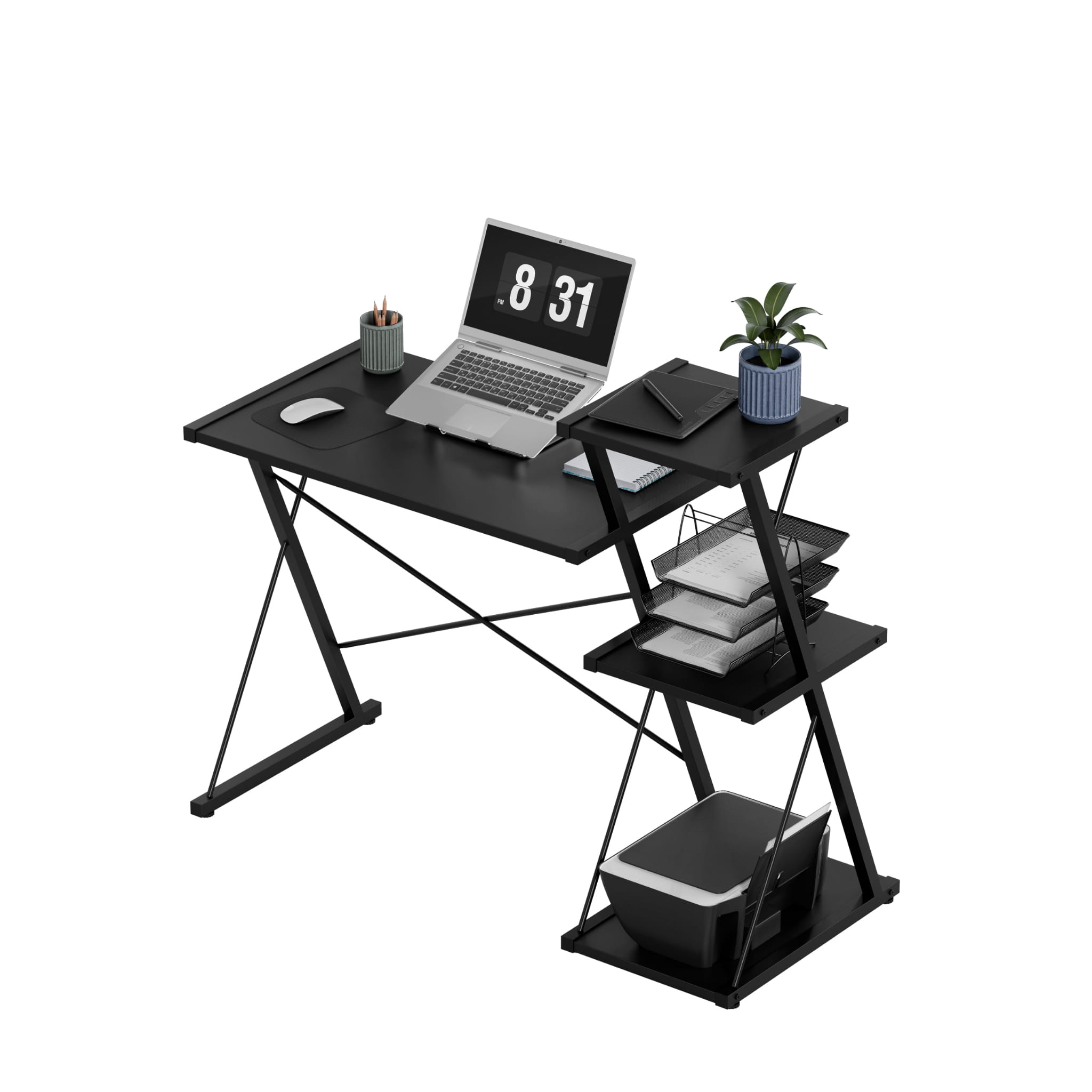 Psací stůl Mark Adler Leader 3.5 černý 116 cm s policemi 