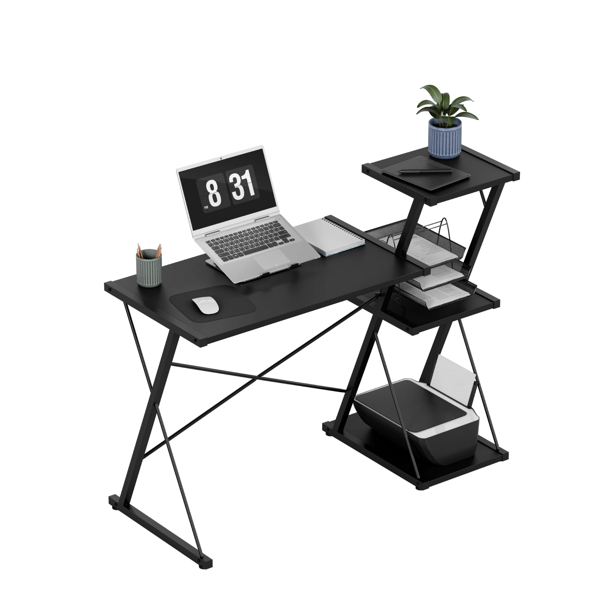 Psací stůl Mark Adler Leader 3.5 černý 116 cm s policemi 