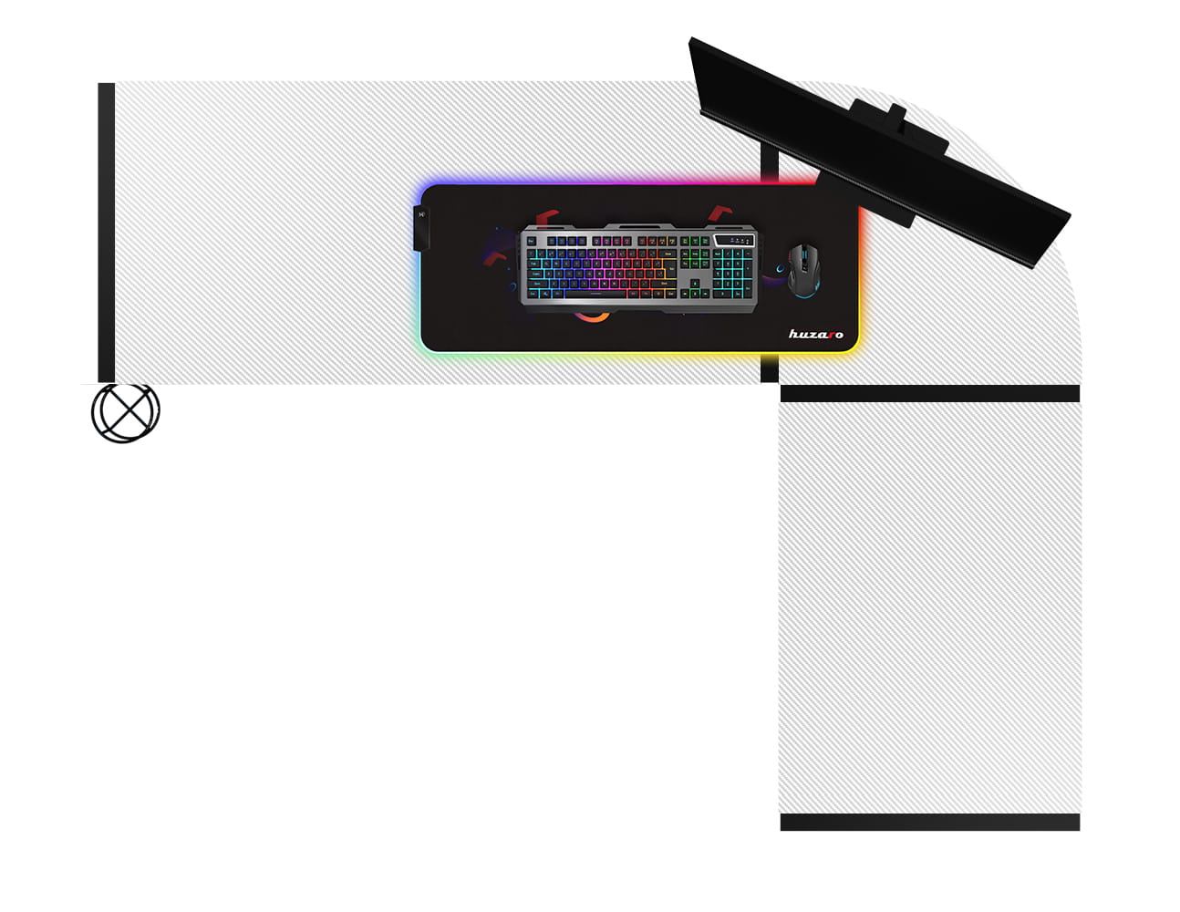 HUZARO HERO 6.0 Bílý RGB chytrý herní stůl 147 cm 