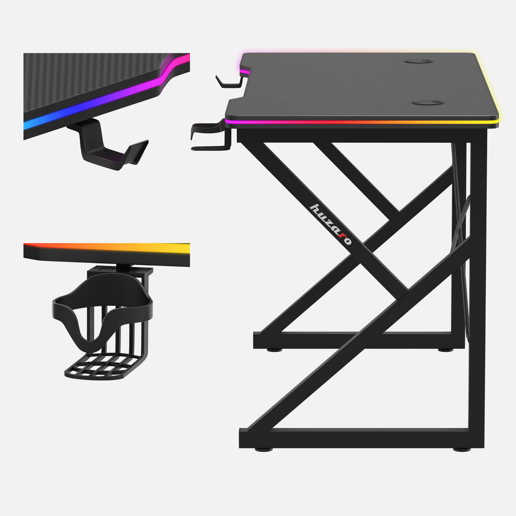 Herní stůl Huzaro Hero 1.7 RGB černý 120 cm 