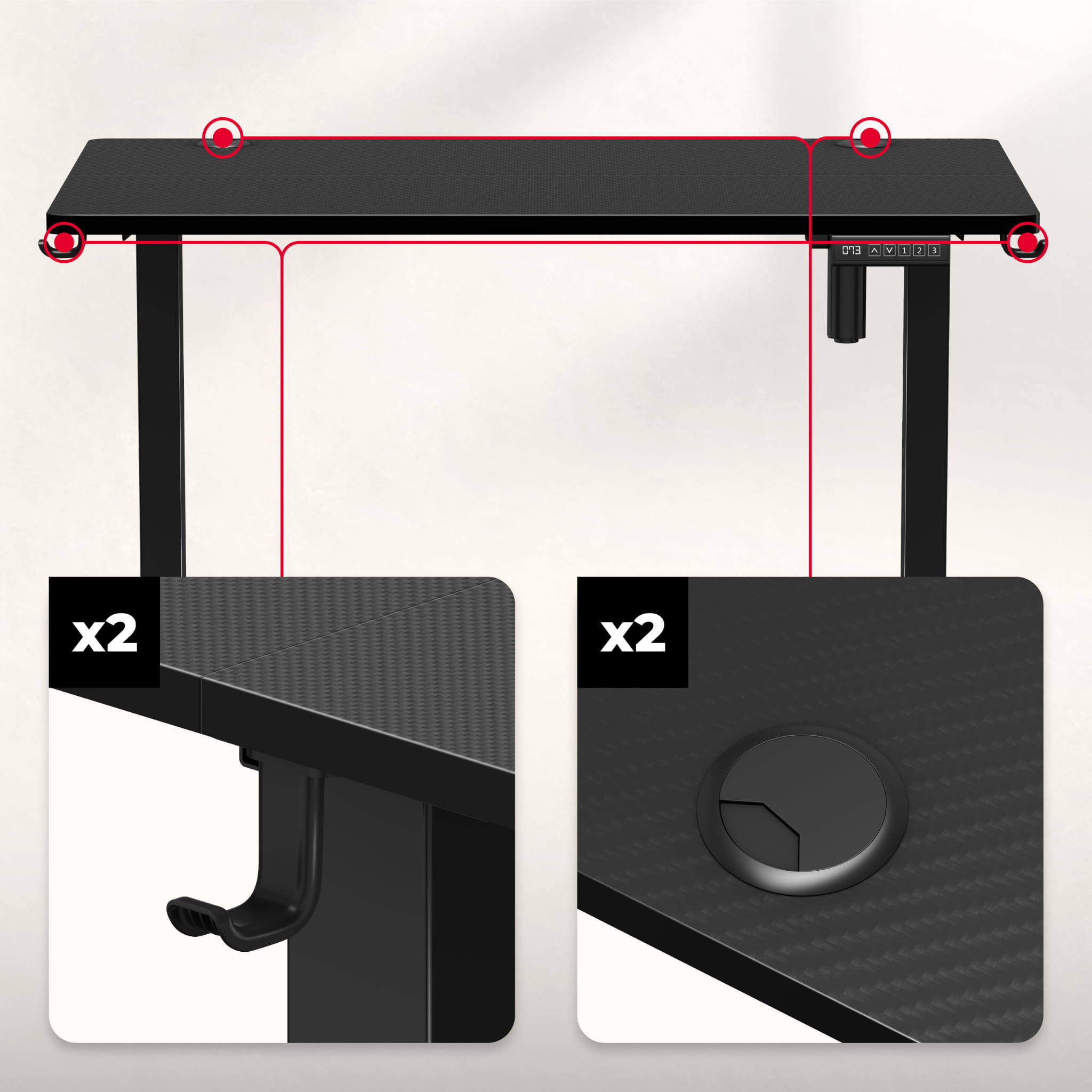 Elektrický stůl Huzaro Hero 7.9 Black 100 cm 