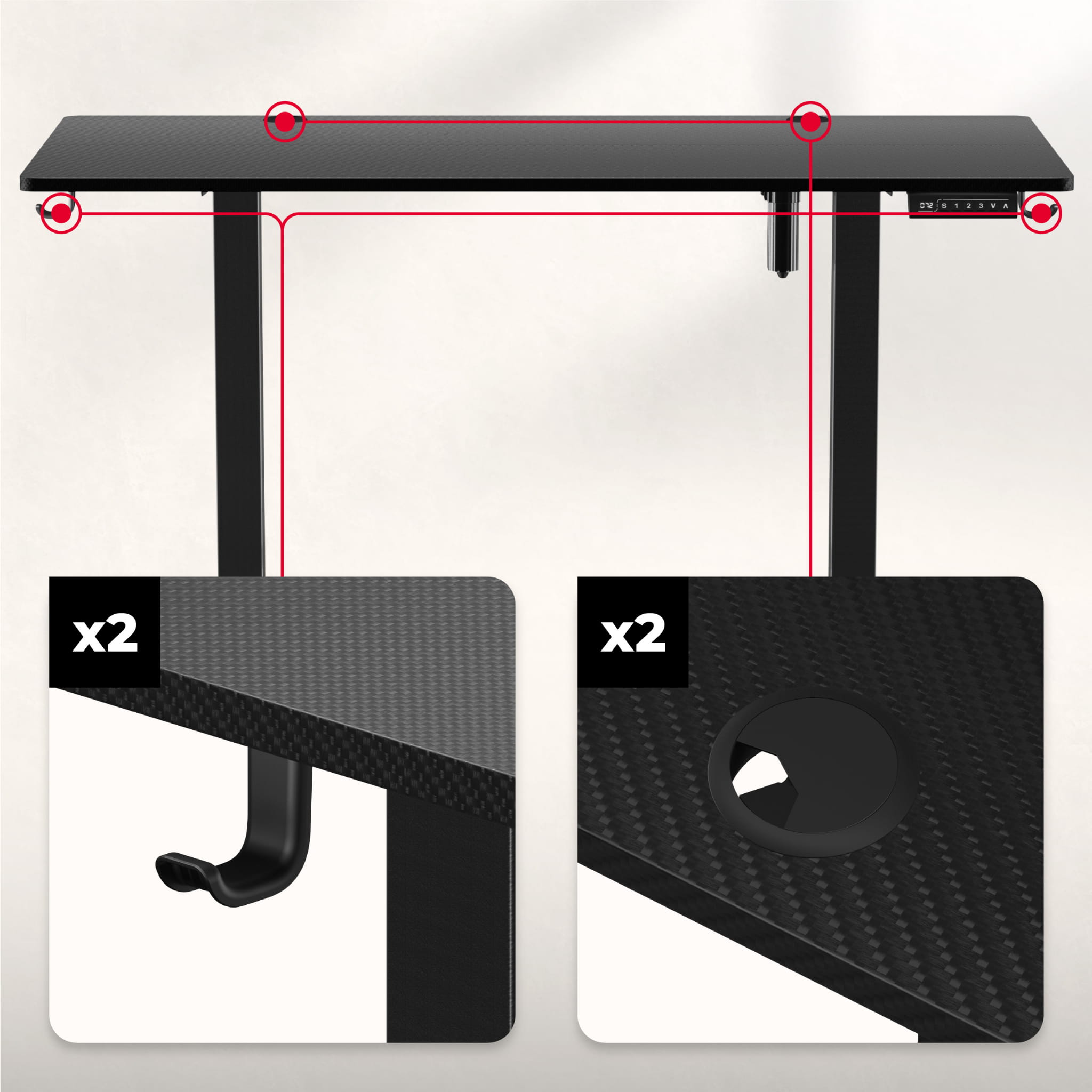 Huzaro Hero 8.2 Černý elektrický stůl 120 cm 