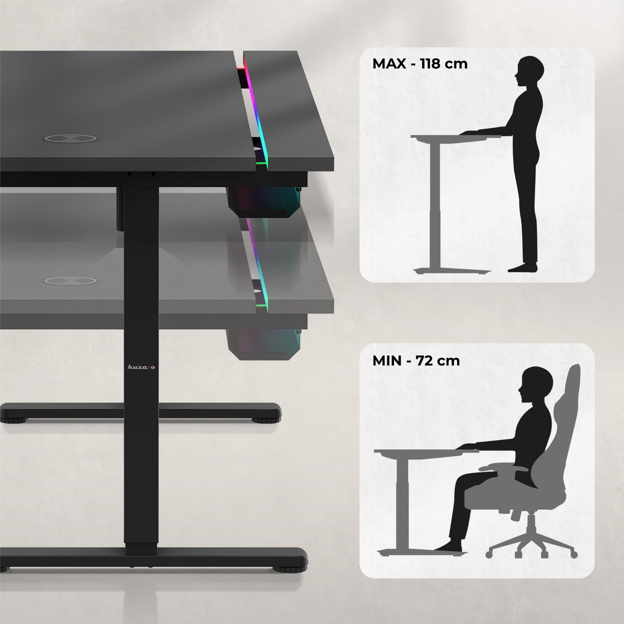 Elektrický stůl Huzaro Hero 8.7 RGB LED 140 cm 