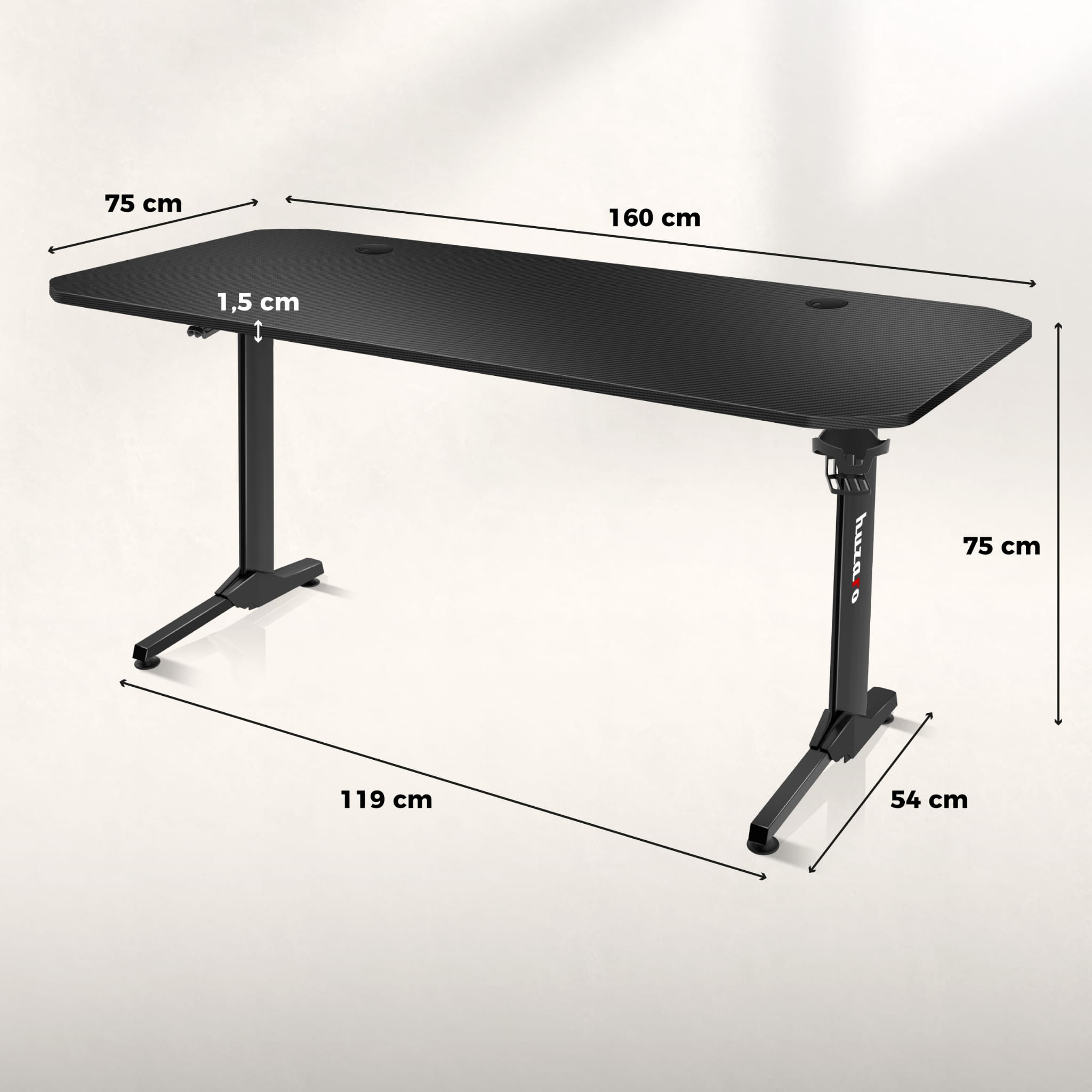 Herní stůl Huzaro Hero 4.7 černý 160 cm 