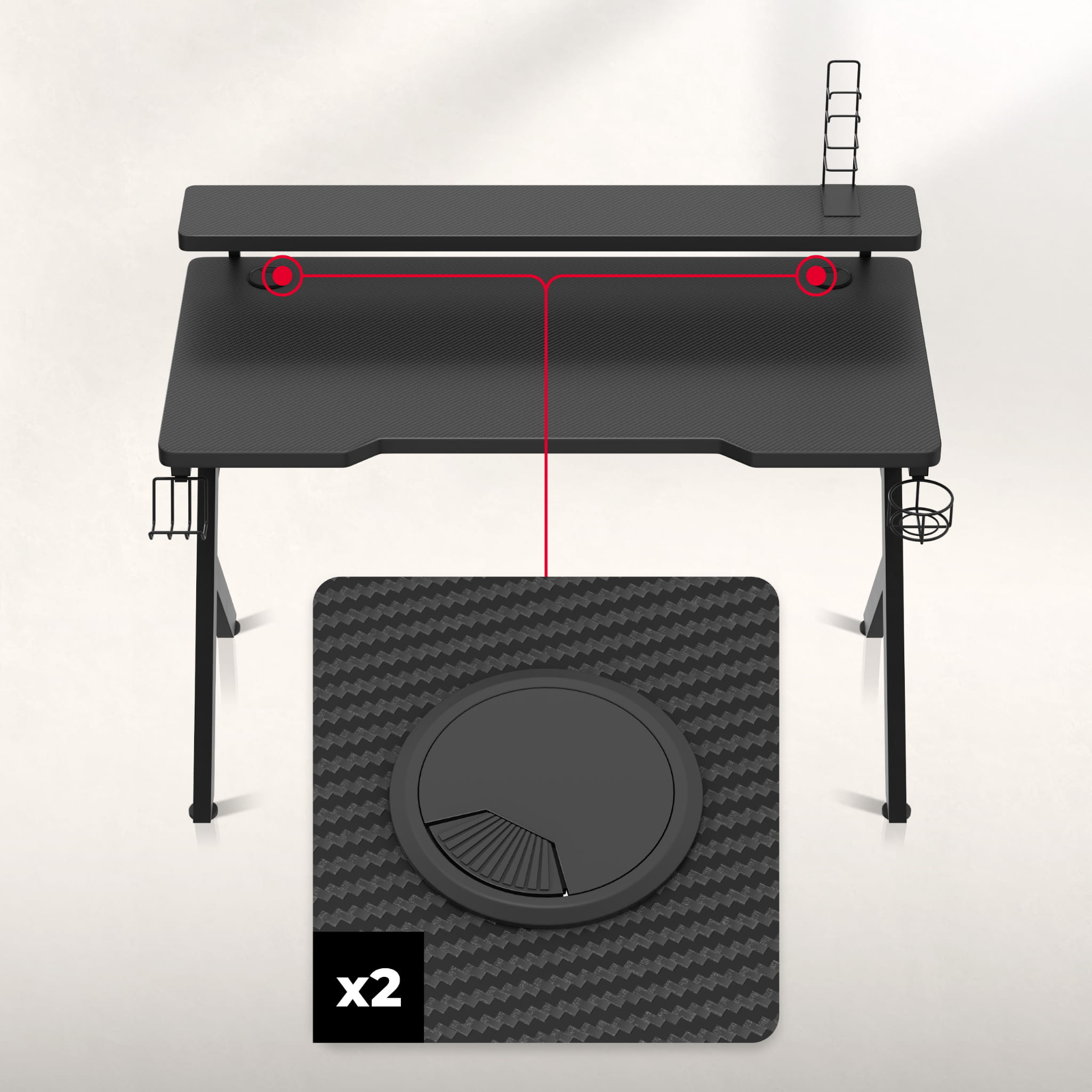 Herní stůl Huzaro Hero 5.0 černý 120 cm 