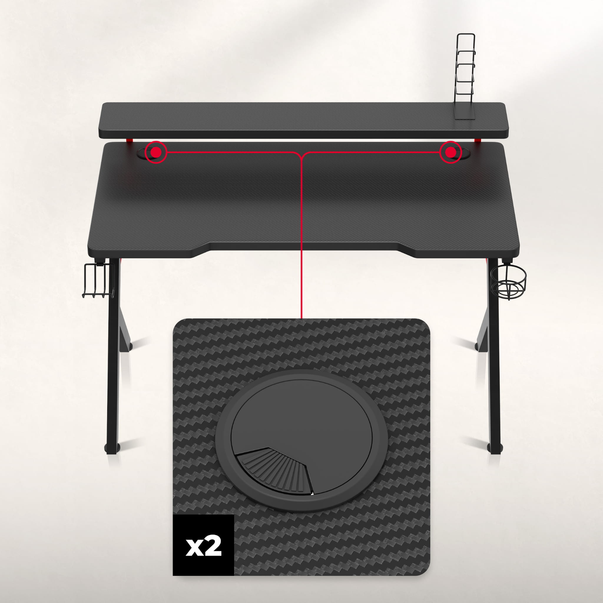 Herní stůl Huzaro Hero 5.0 Red 120 cm 