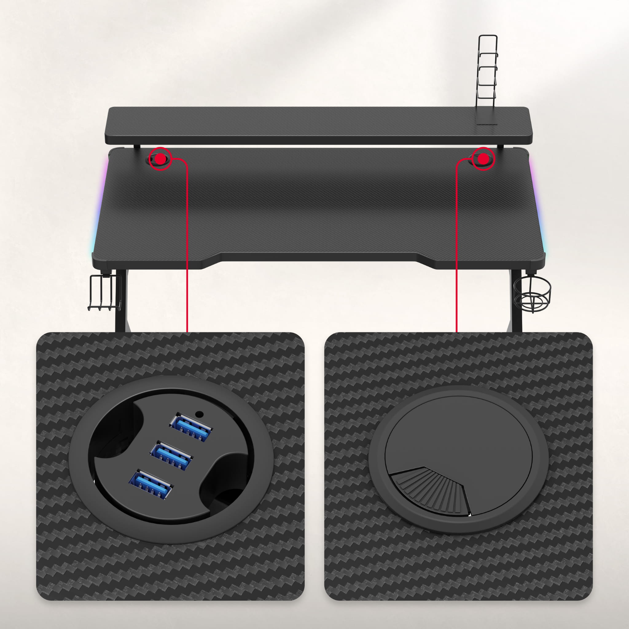 Herní stůl Huzaro Hero 5.0 RGB LED 120 cm 