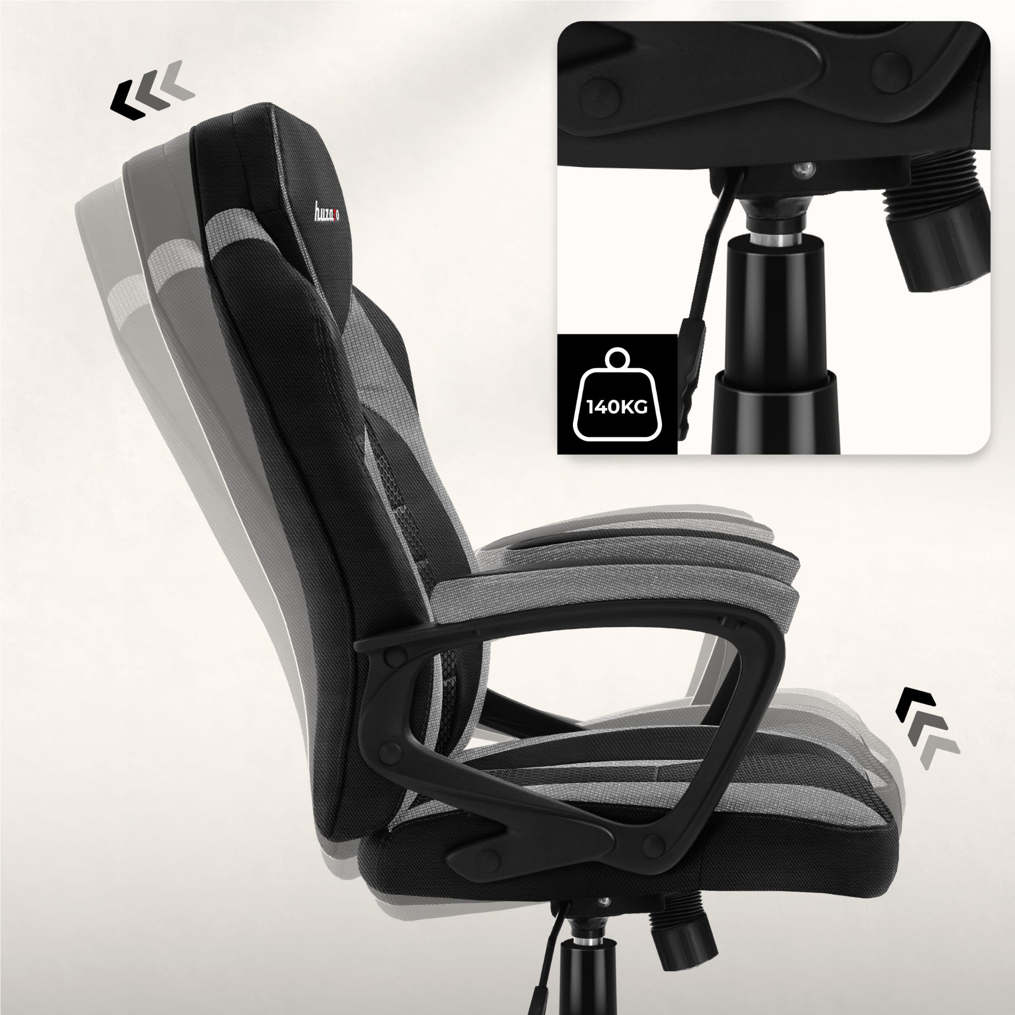 Herní židle Huzaro FORCE 2.5 šedá síťovina 