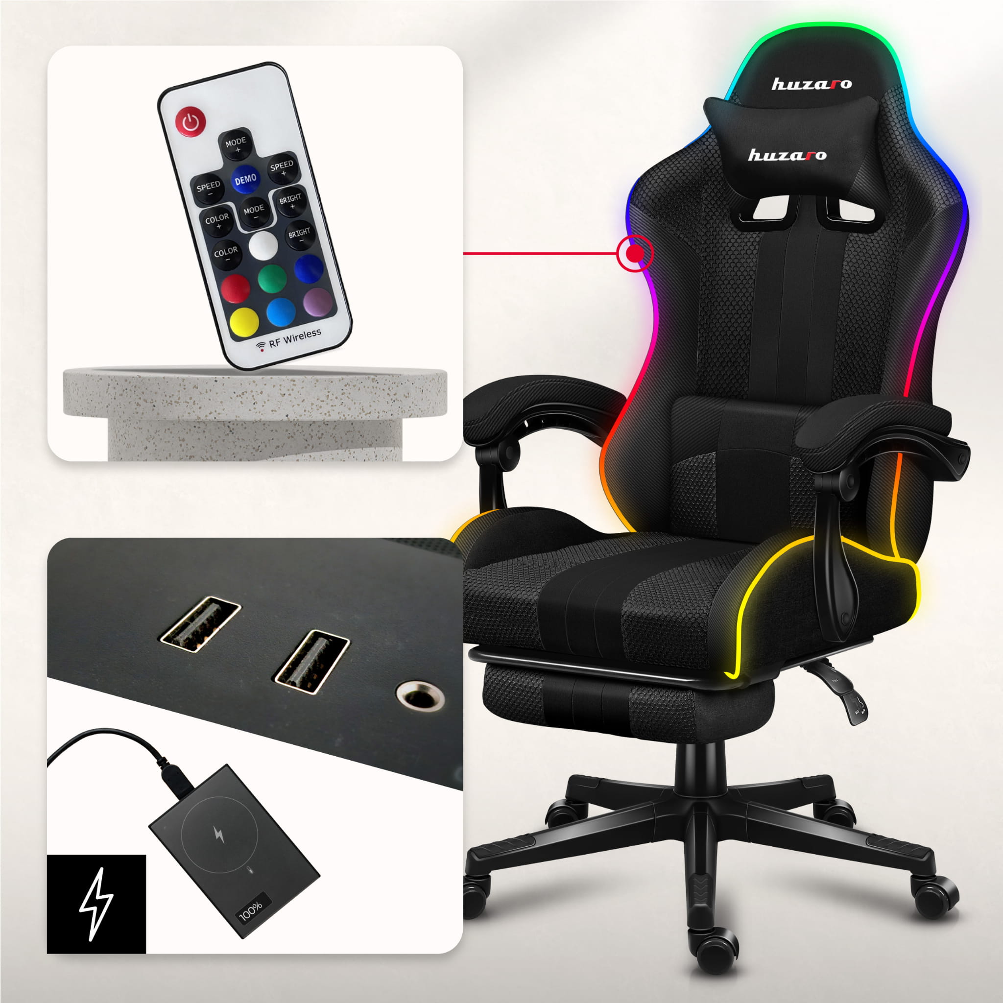 Herní židle HUZARO Force 4.7 RGB Mesh 