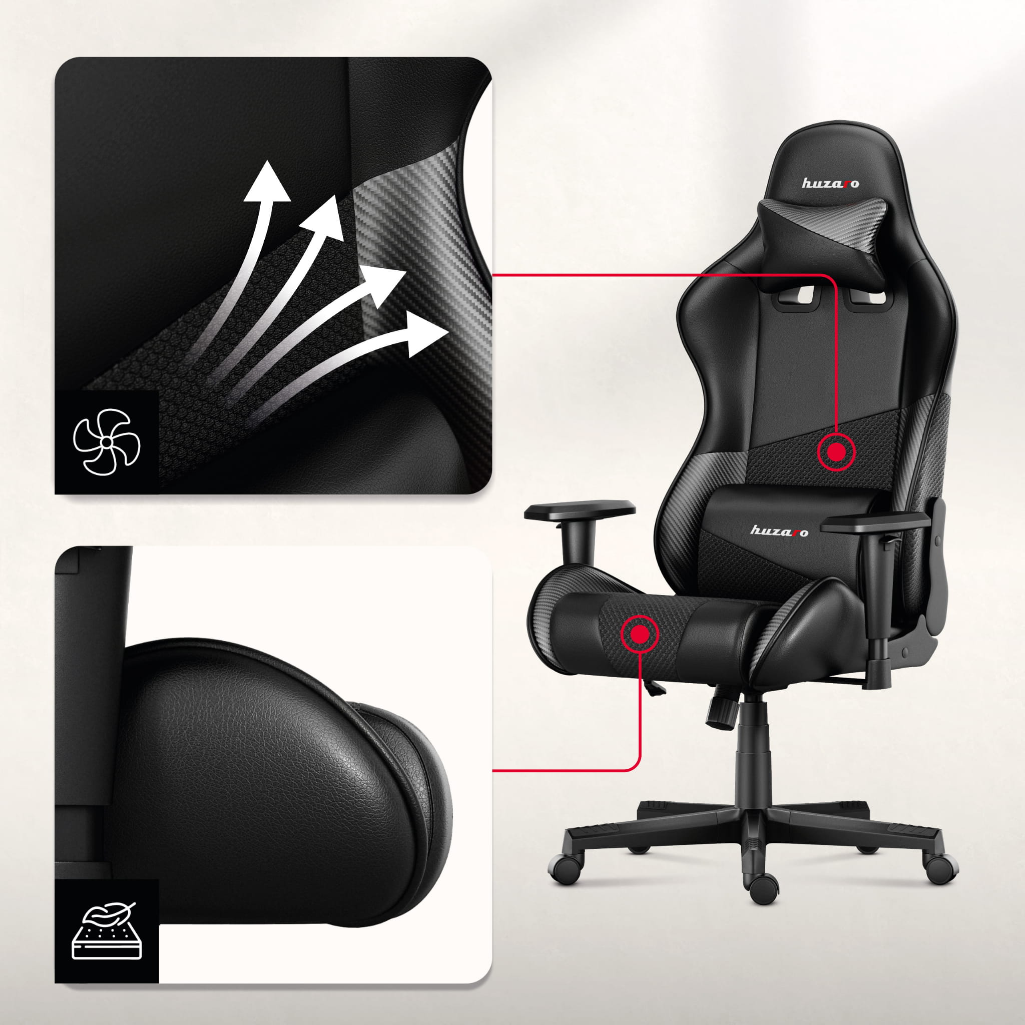 Herní židle HUZARO FORCE 6.2 Carbon 