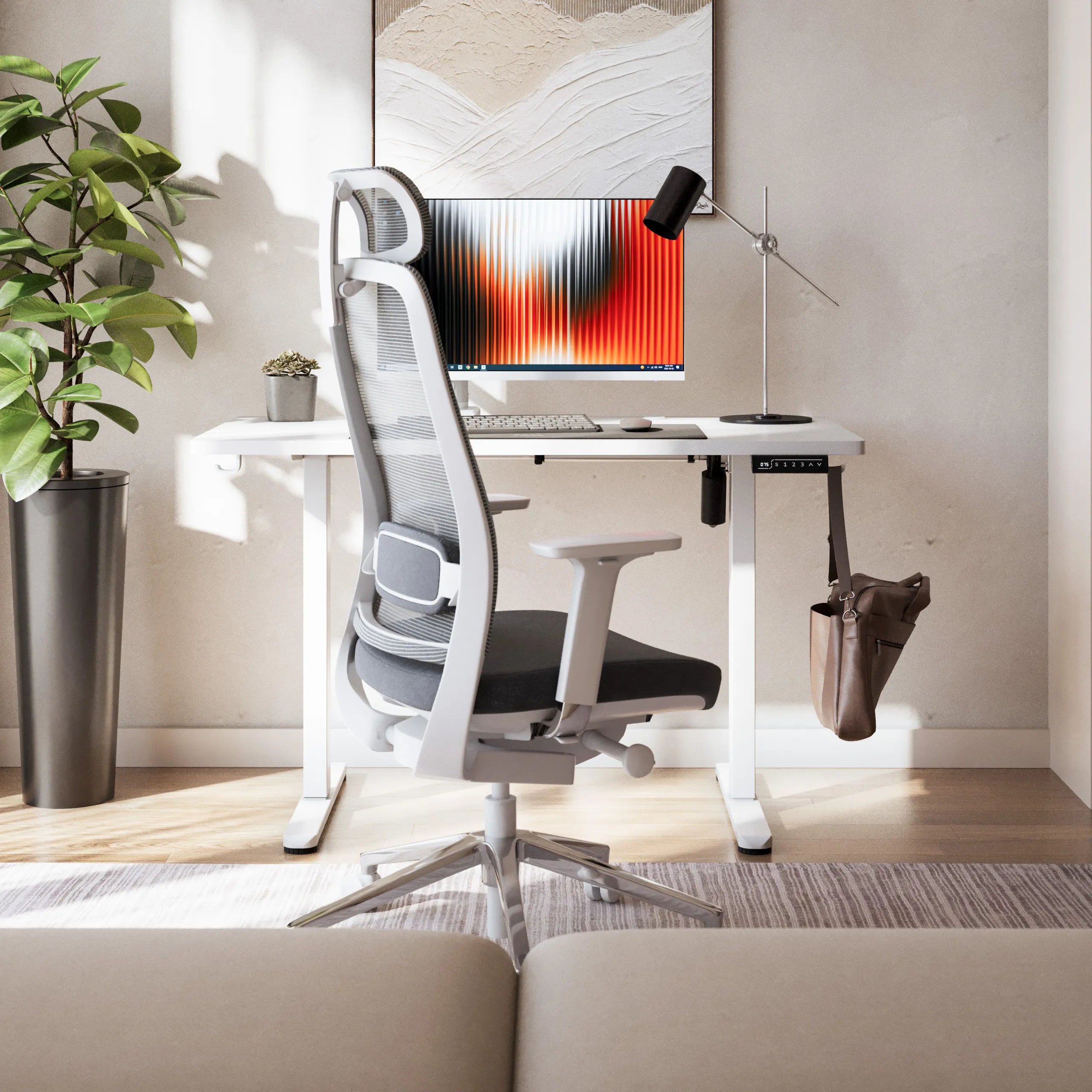 Mark Adler Leader 6.9 bílý elektricky nastavitelný stůl 120 cm 