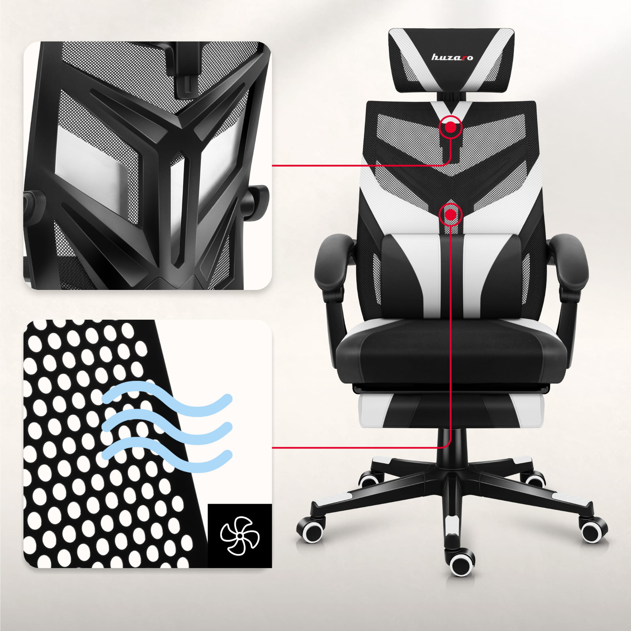 Herní židle Huzaro Combat 5.0 bílá 