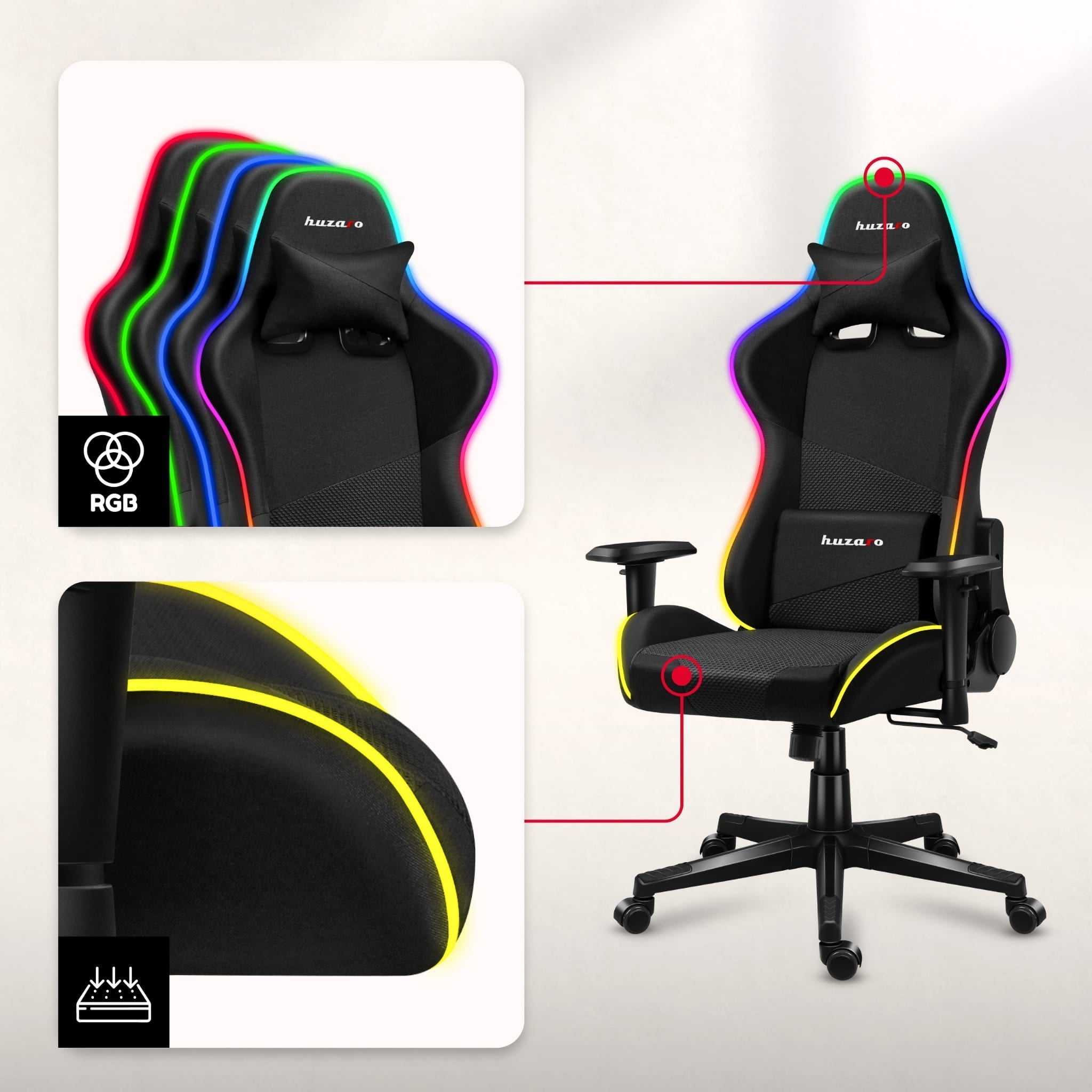 Herní židle Huzaro FORCE 6.3 RGB MESH 