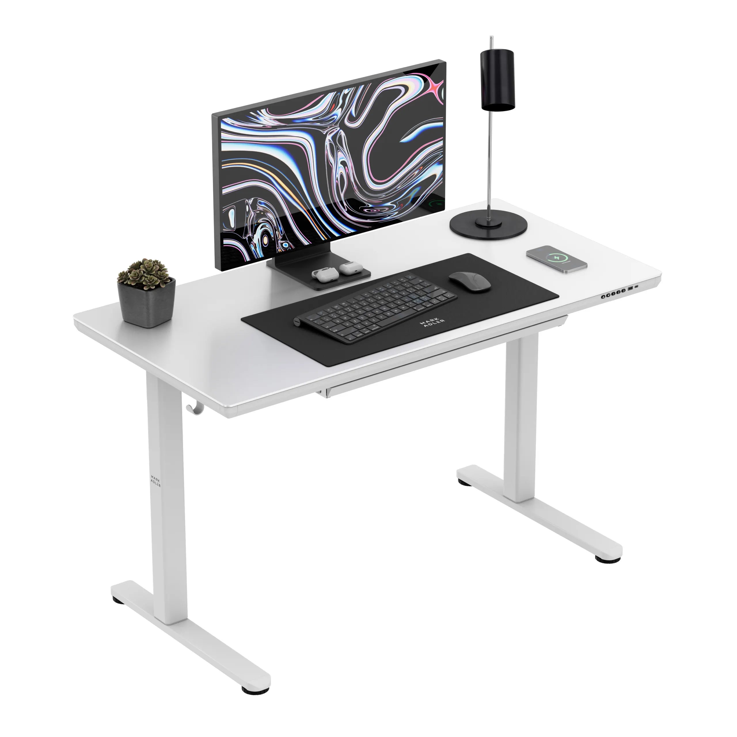 Elektrický stůl Mark Adler Leader 8.5 bílý se skleněnou deskou 