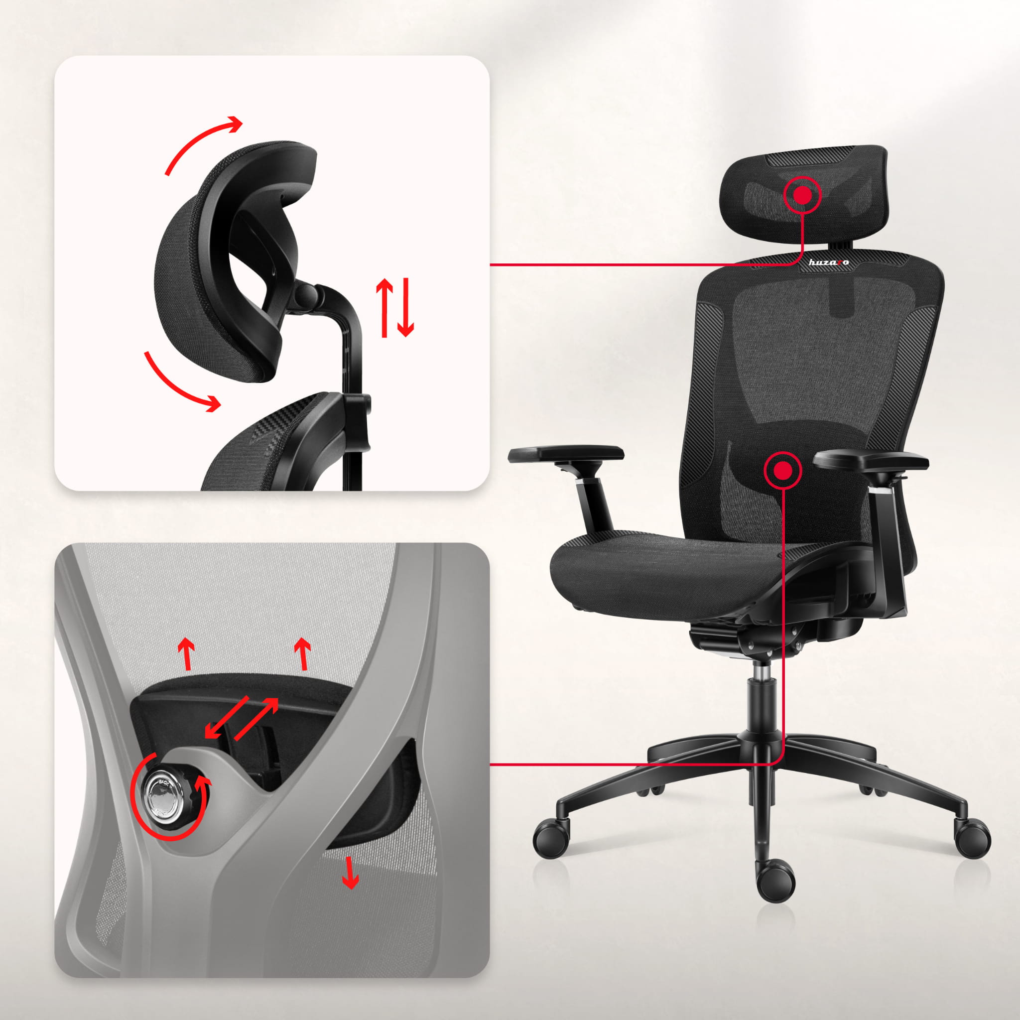 Herní židle Huzaro Combat 7.3 Black Mesh 