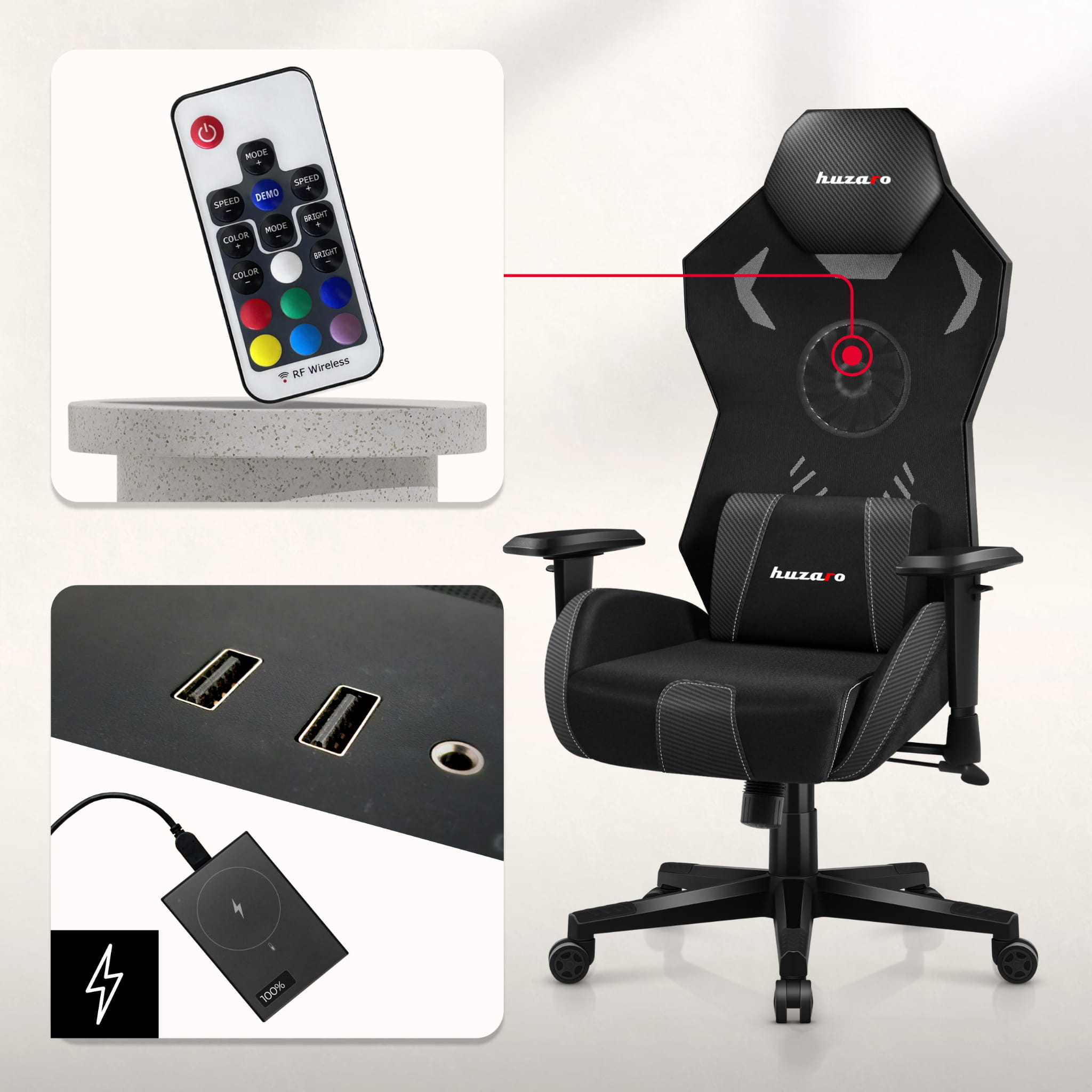 Herní židle Huzaro Combat 7.6 RGB LED 