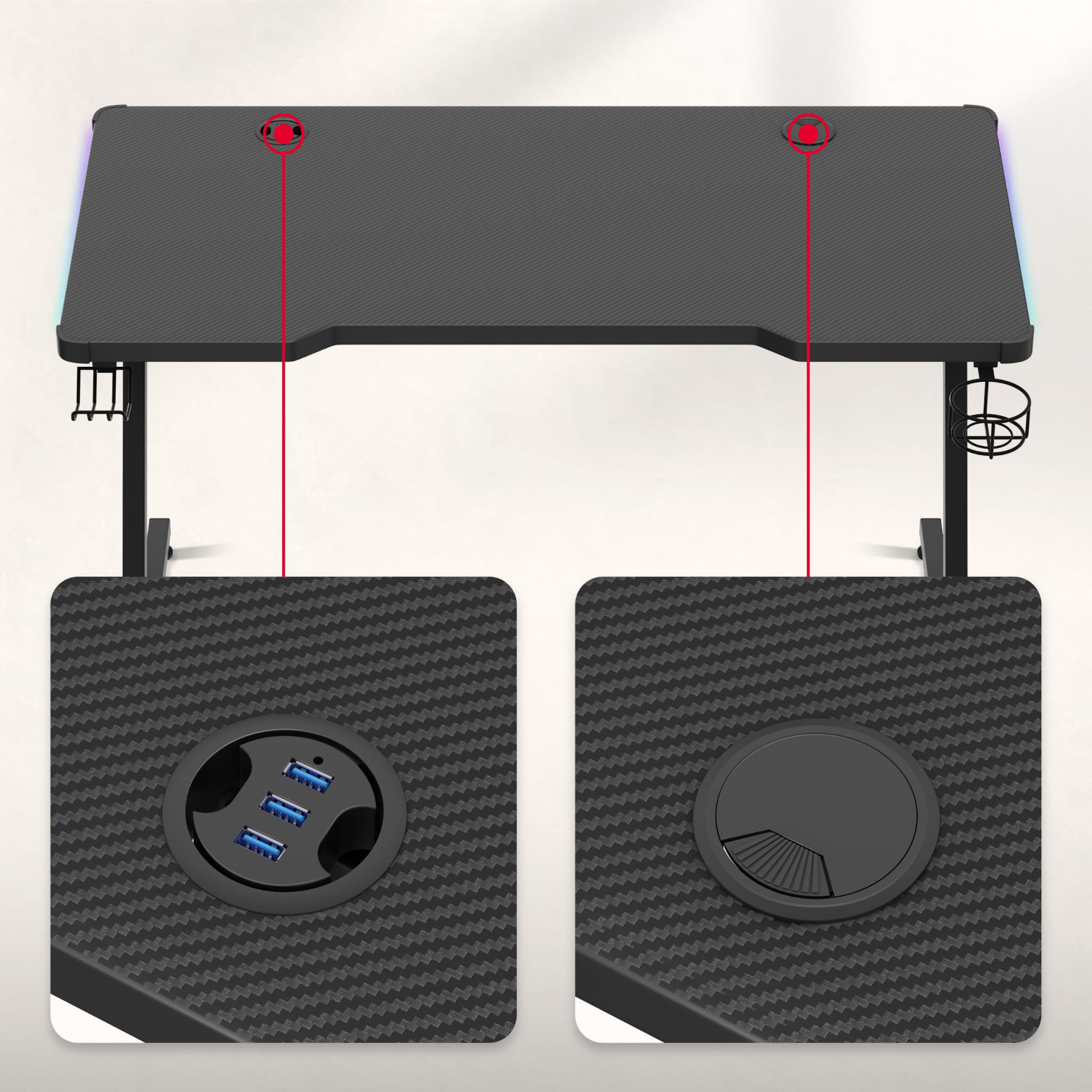 Herní stůl Huzaro Hero 2.5 RGB LED 120 cm 