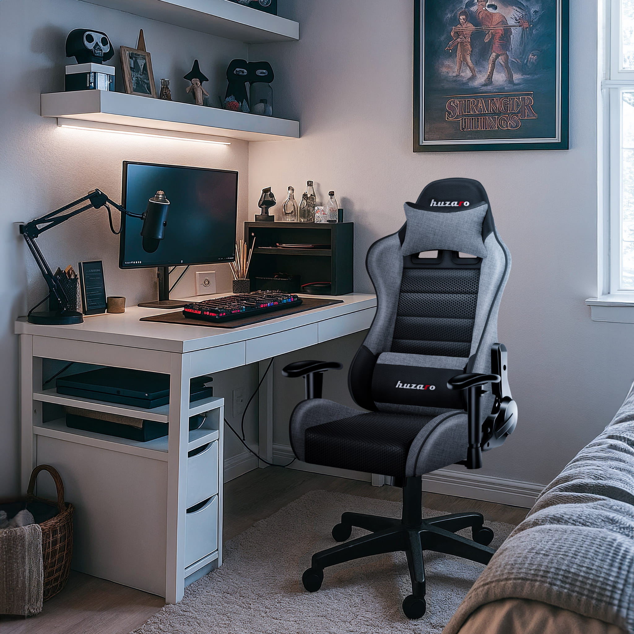 Herní židle HUZARO RANGER 6.0 šedá síťovina pro děti 