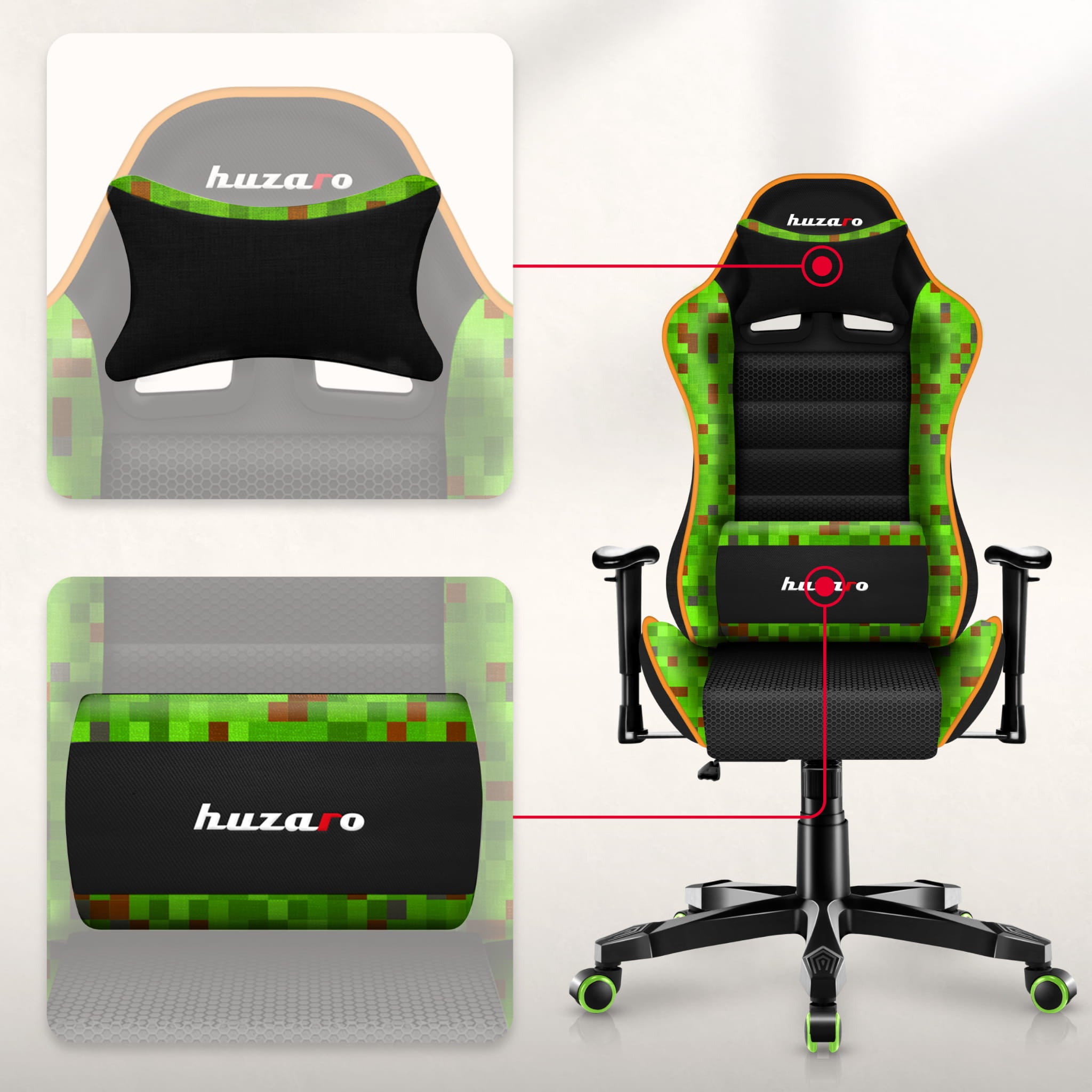 Herní židle HUZARO RANGER 6.0 Pixel Mesh pro děti 