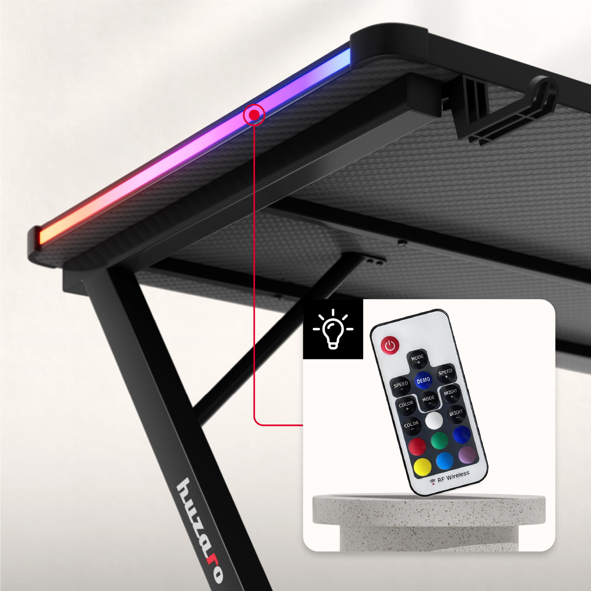 Herní stůl Huzaro Hero 2.5 RGB LED 120 cm 