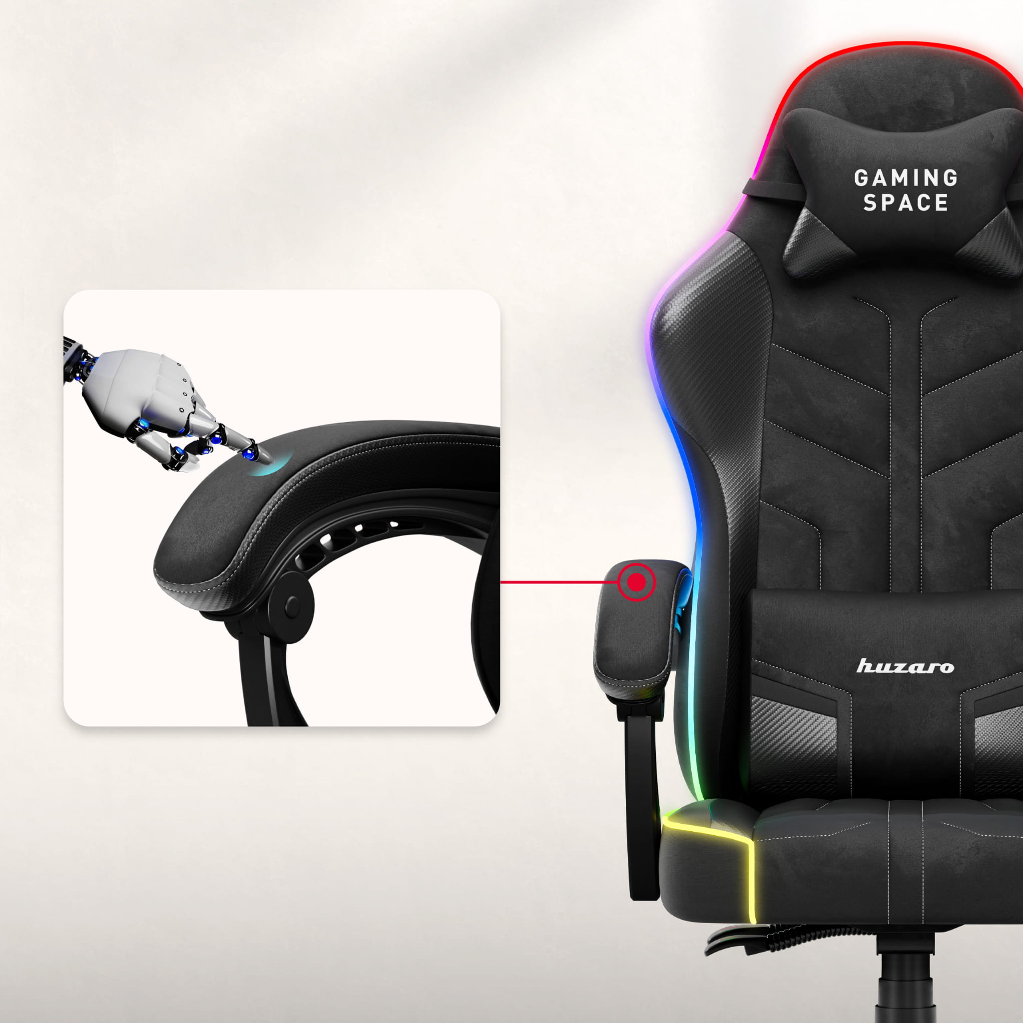 Herní židle Huzaro Force 2.7 RGB Black samet 