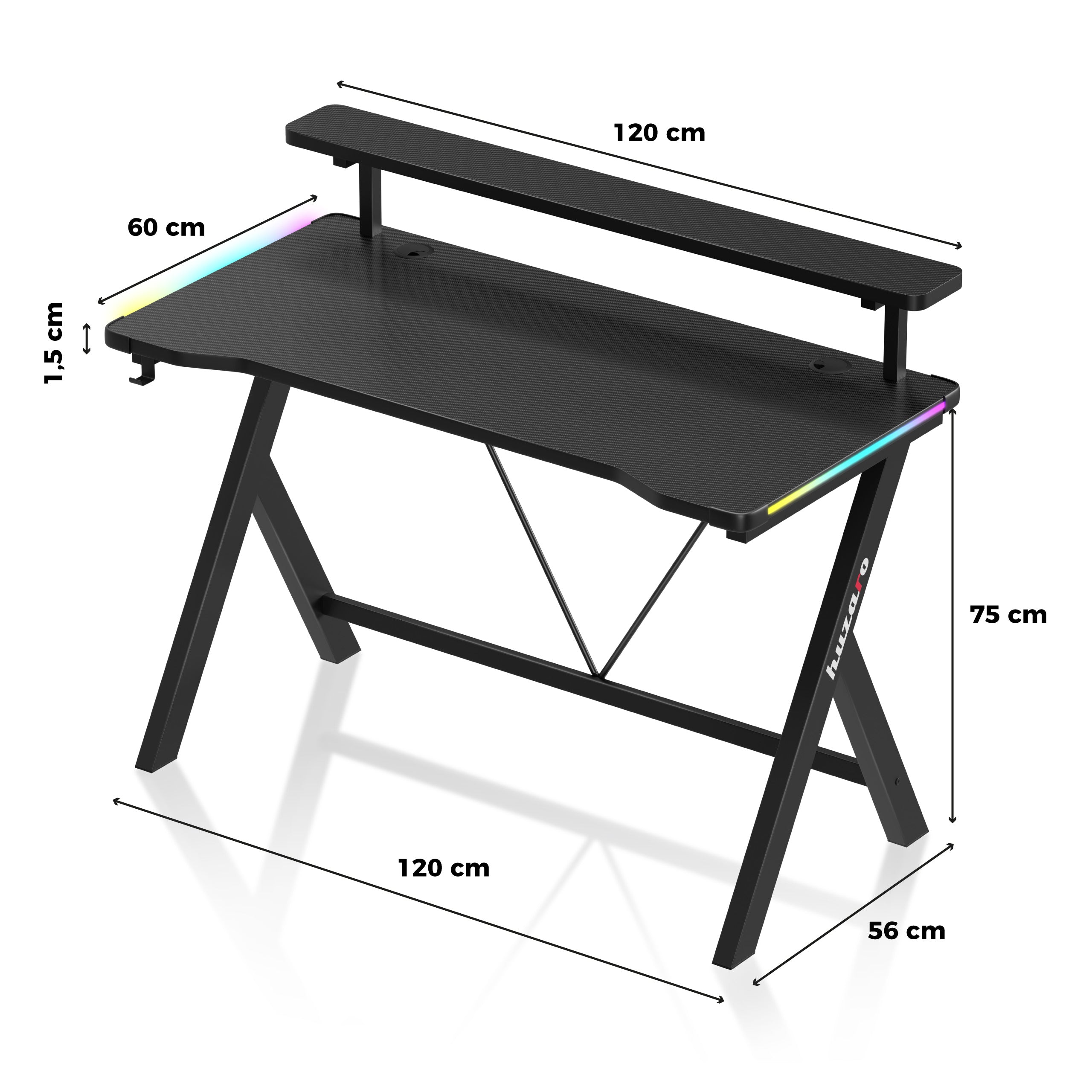 Herní stůl LED Huzaro Hero 1.9 RGB 120 cm