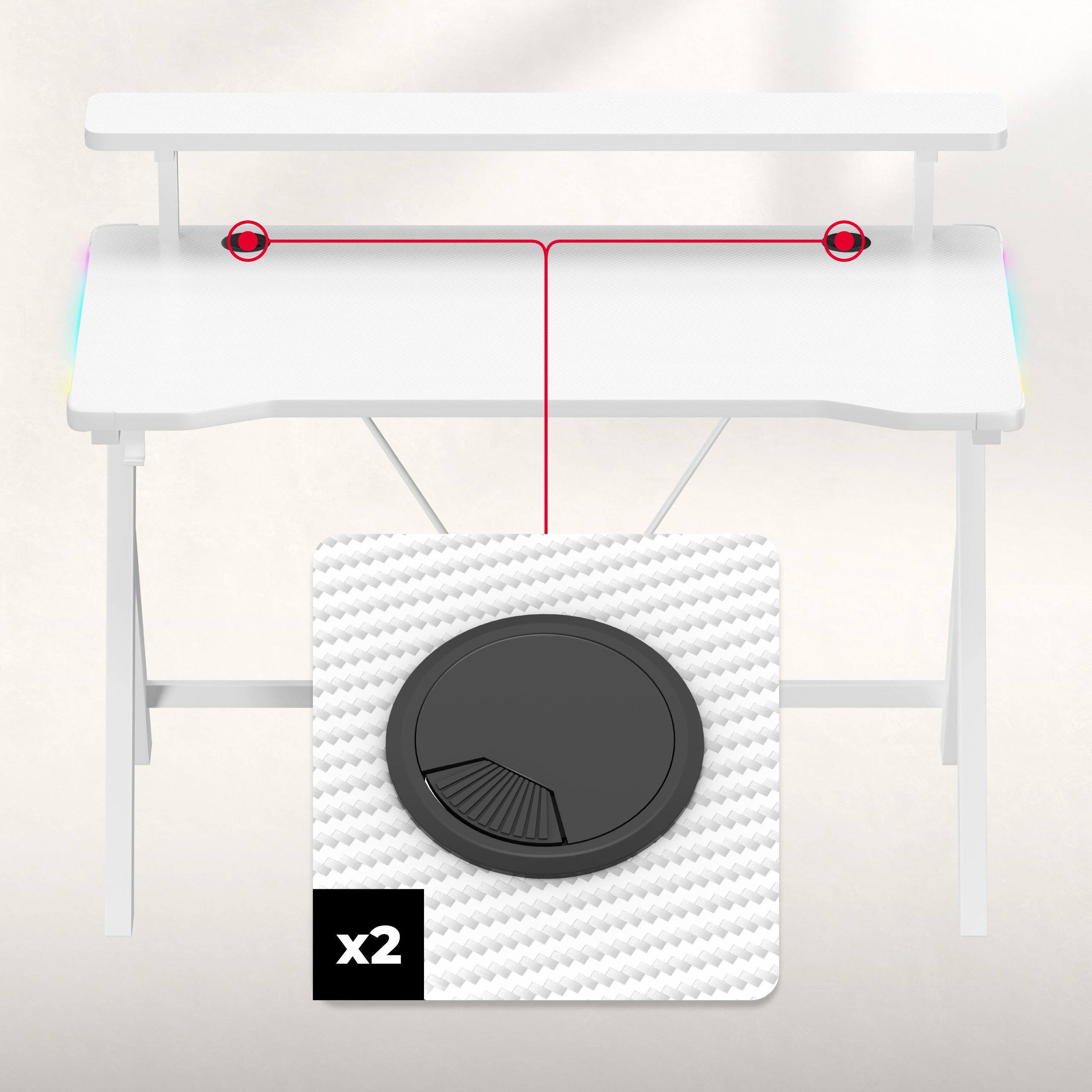 Herní stůl LED Huzaro Hero 1.9 RGB White 120 cm