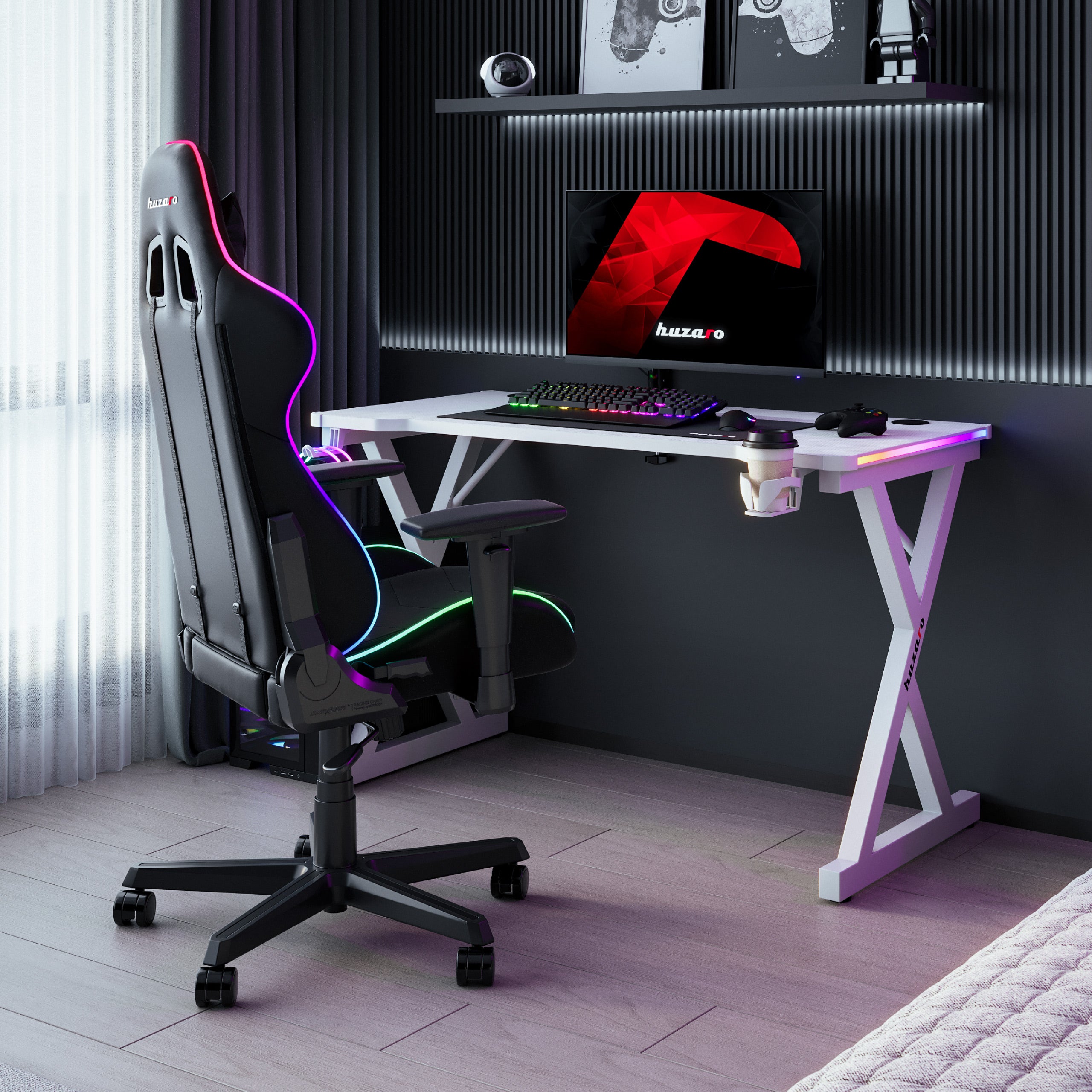 Herní stůl LED Huzaro Hero 2.3 RGB White 120 cm