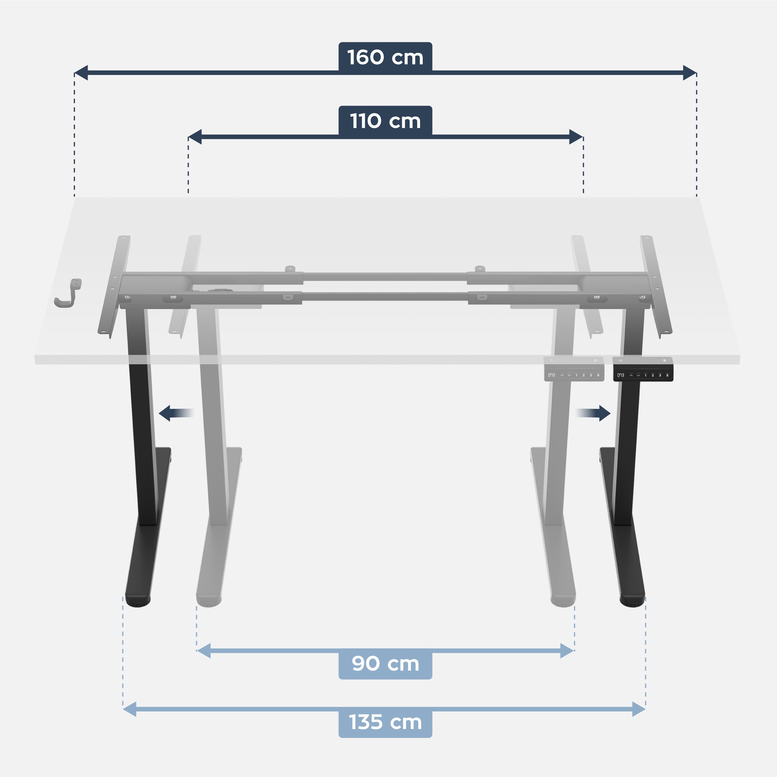 Elektrický stůl Mark Adler Xeno 4.5 Black s dvojitým motorem 