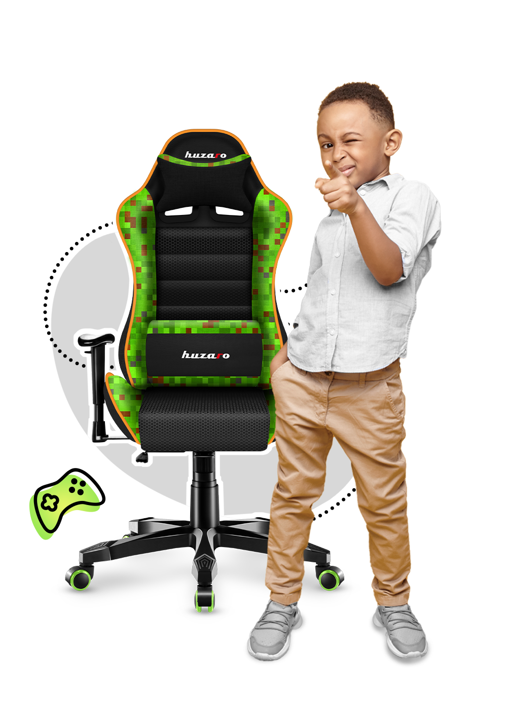 Herní židle HUZARO RANGER 6.0 Pixel Mesh pro děti 