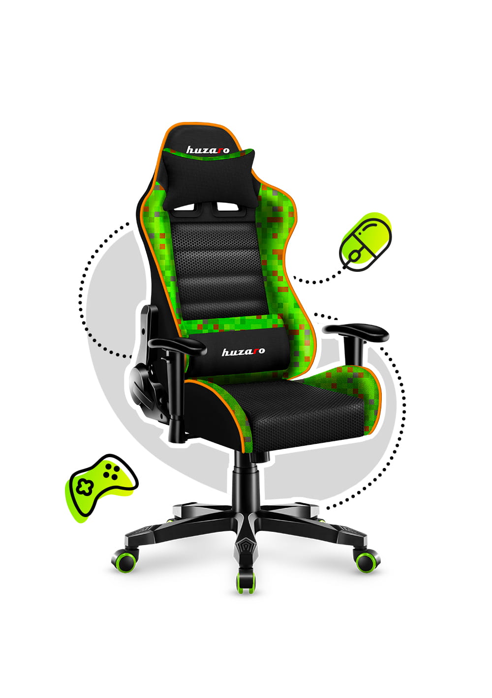 Herní židle HUZARO RANGER 6.0 Pixel Mesh pro děti 