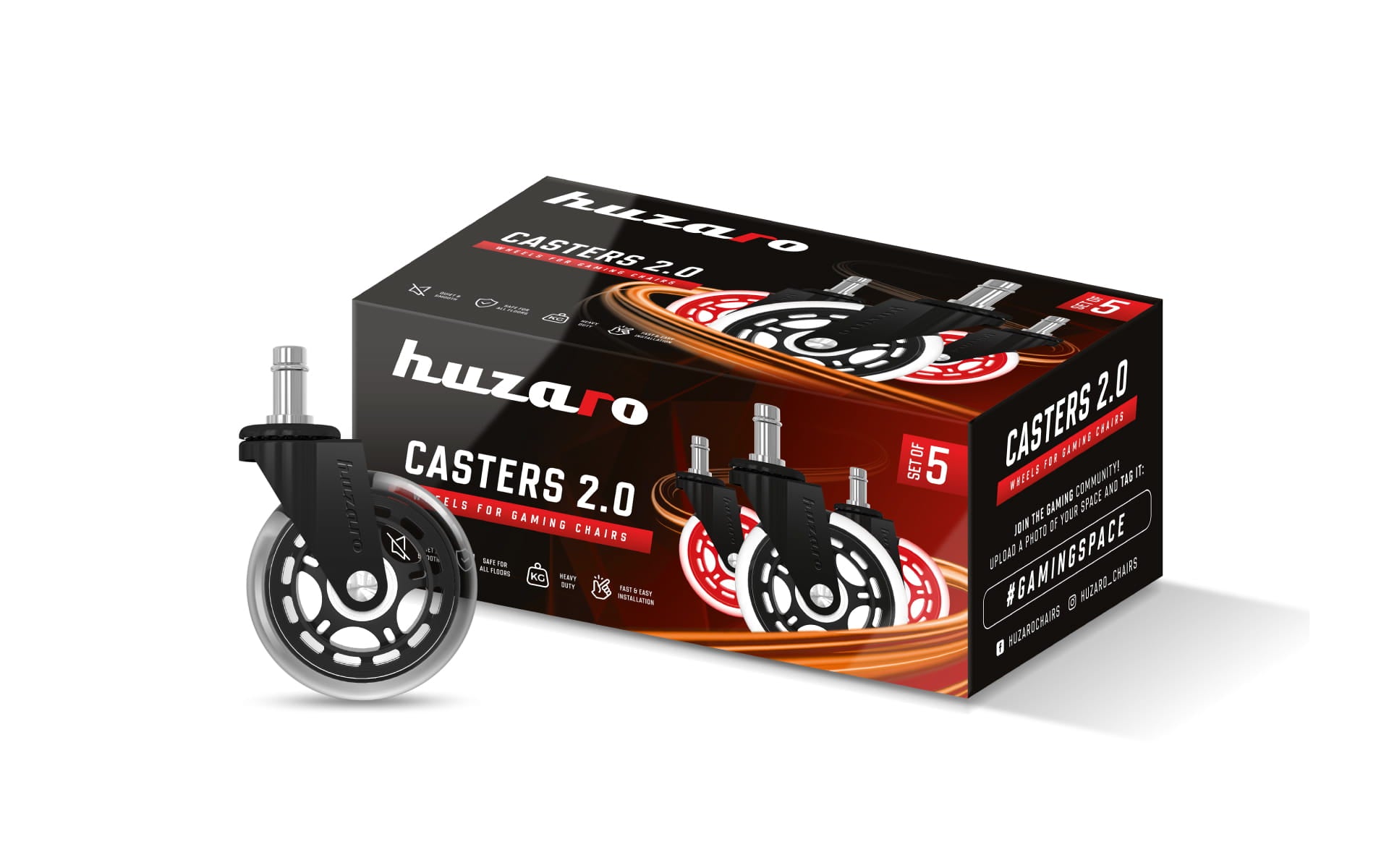 Kolečka Casters 2.0 Černá kolečka na židli 
