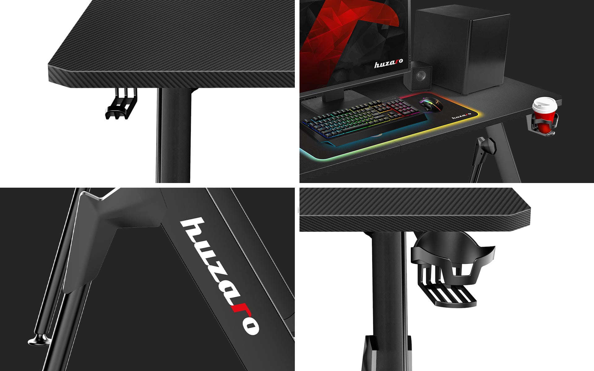 Herní stůl Huzaro Hero 2.8 černý 140 cm 
