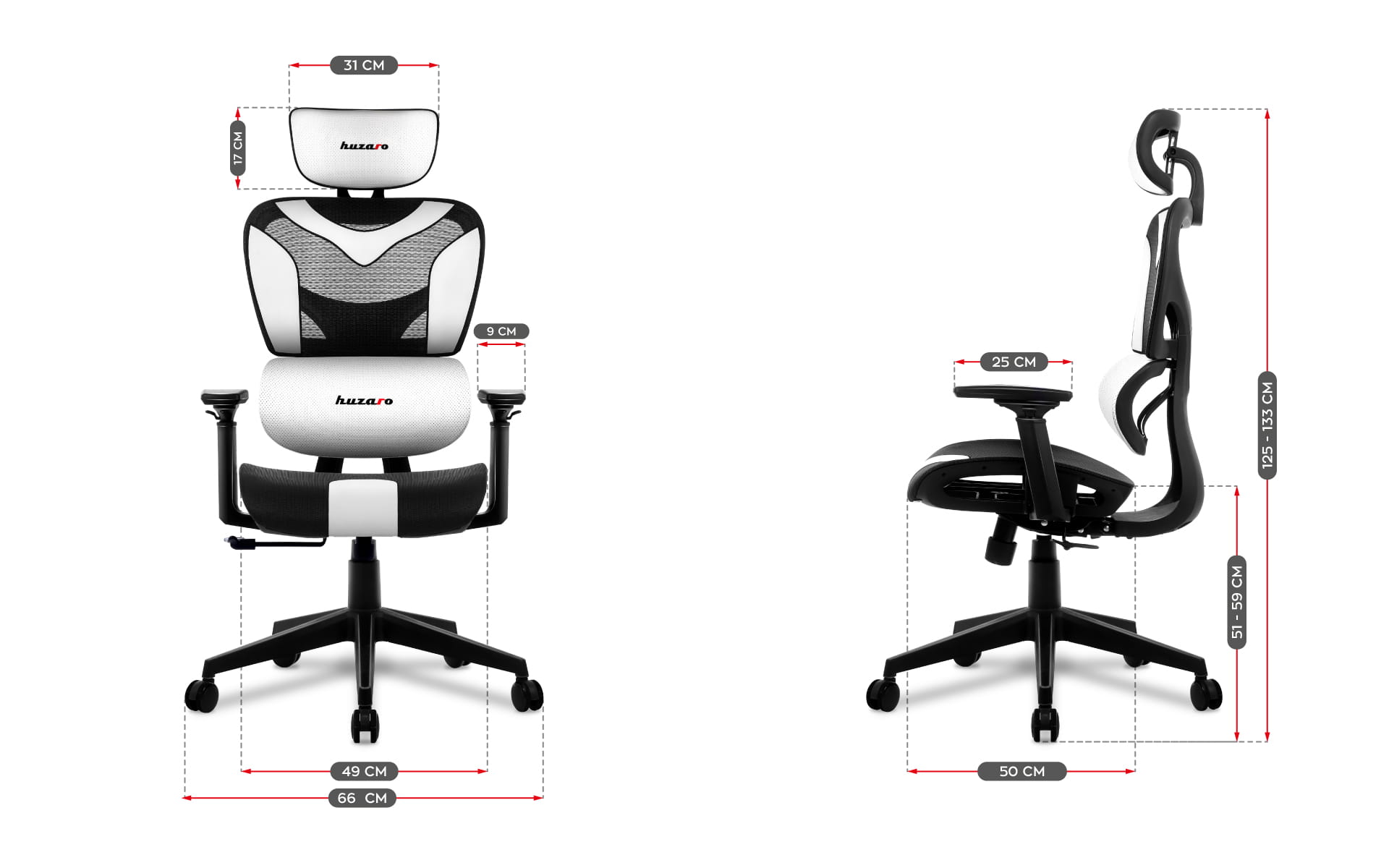 Herní židle Huzaro Combat 8.0 bílá 