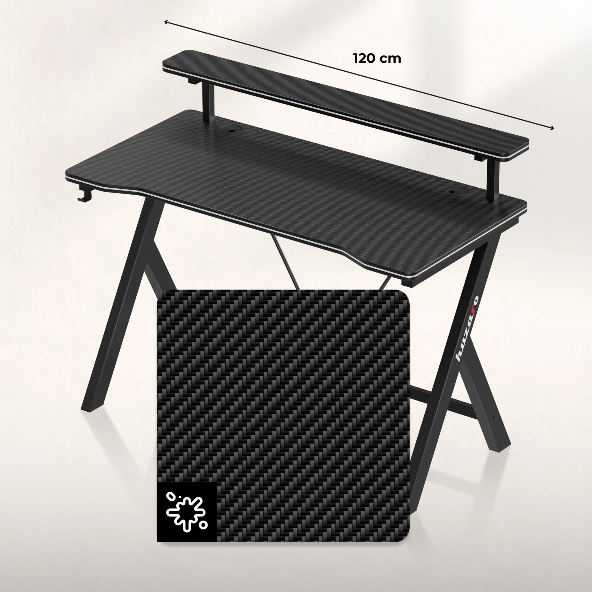 Herní stůl 120 cm Huzaro Hero 1.9 Černý 