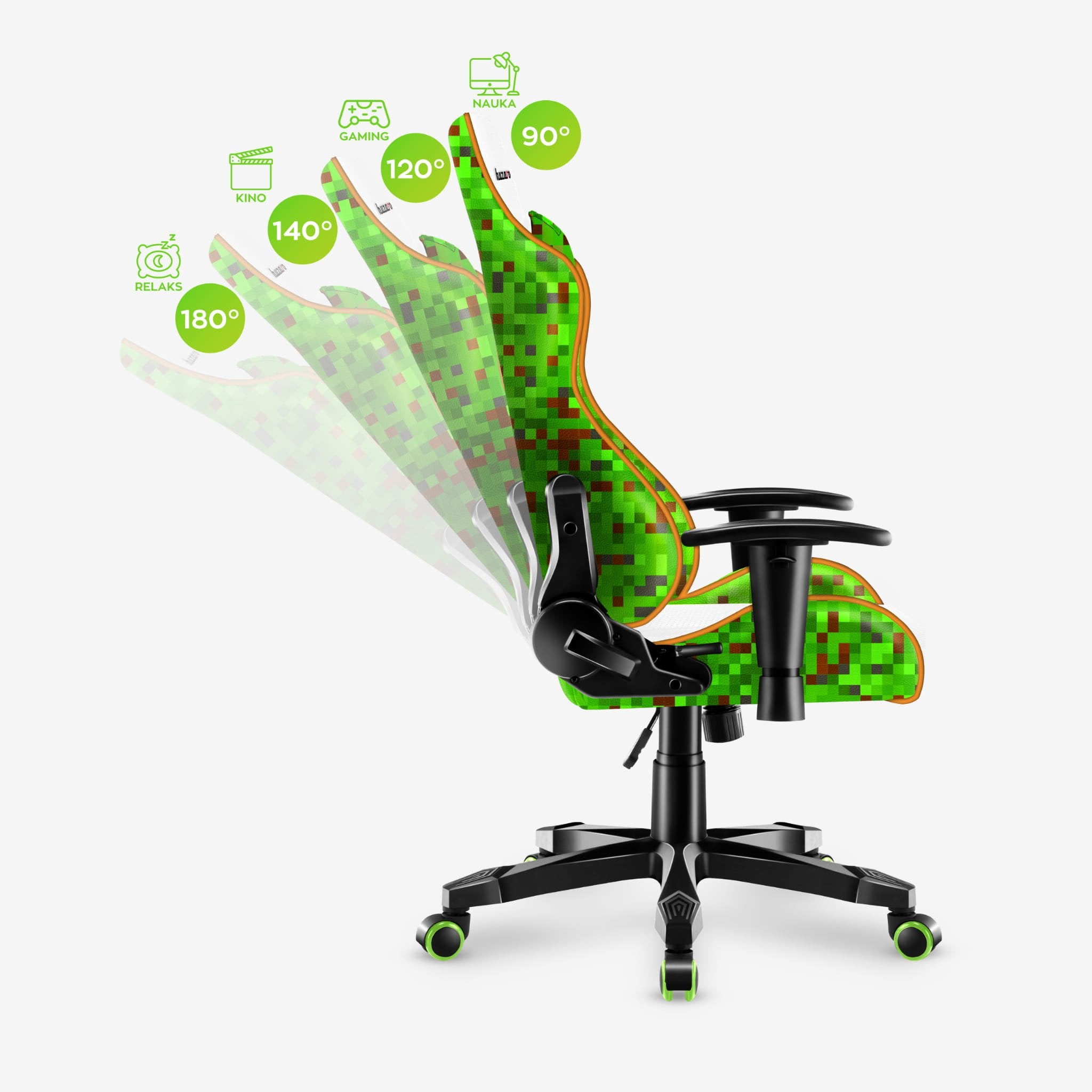 Dětská herní židle Huzaro Ranger 6.0 Pixel bílá