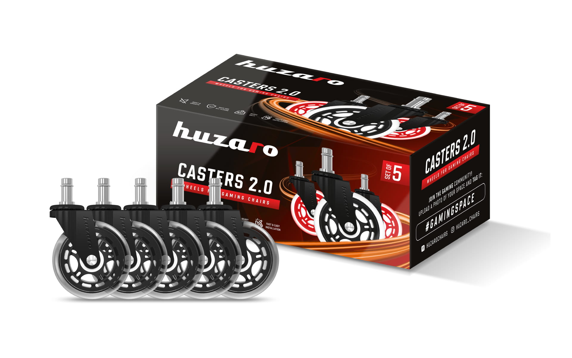 Kolečka Casters 2.0 Černá kolečka na židli 