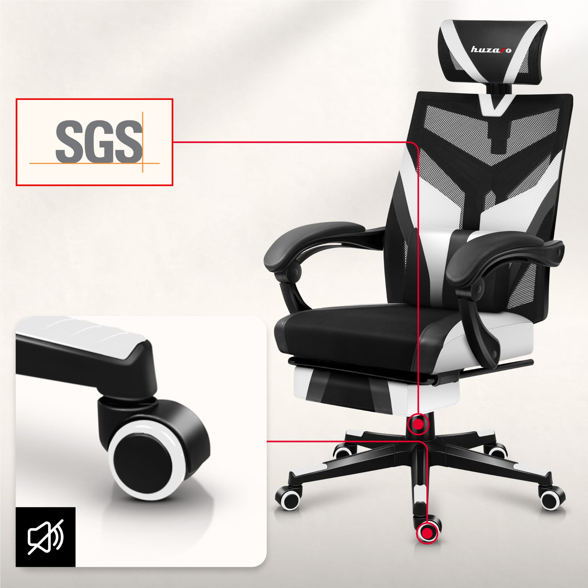 Herní židle Huzaro Combat 5.0 bílá 