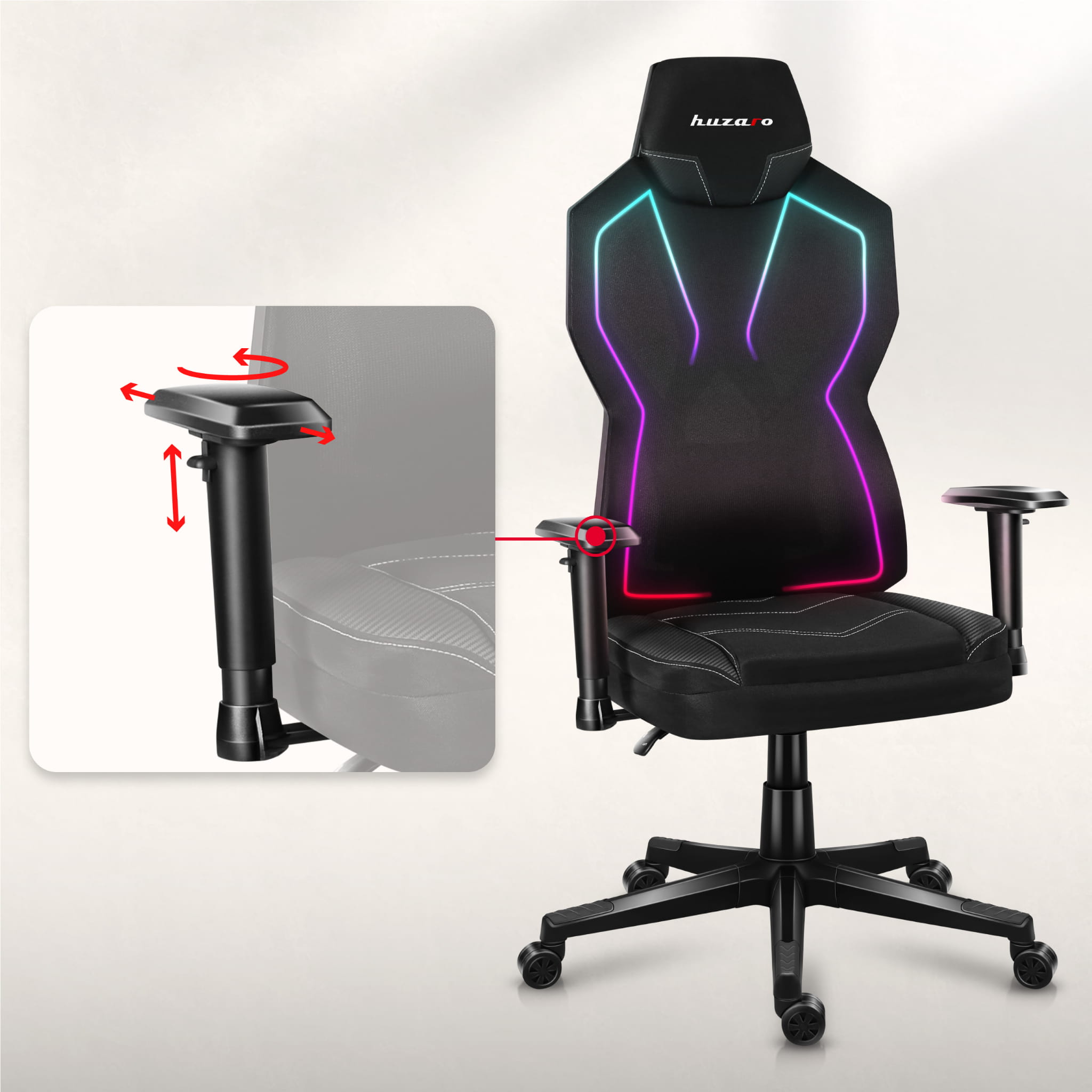 Herní židle Huzaro COMBAT 6.2 Black RGB 