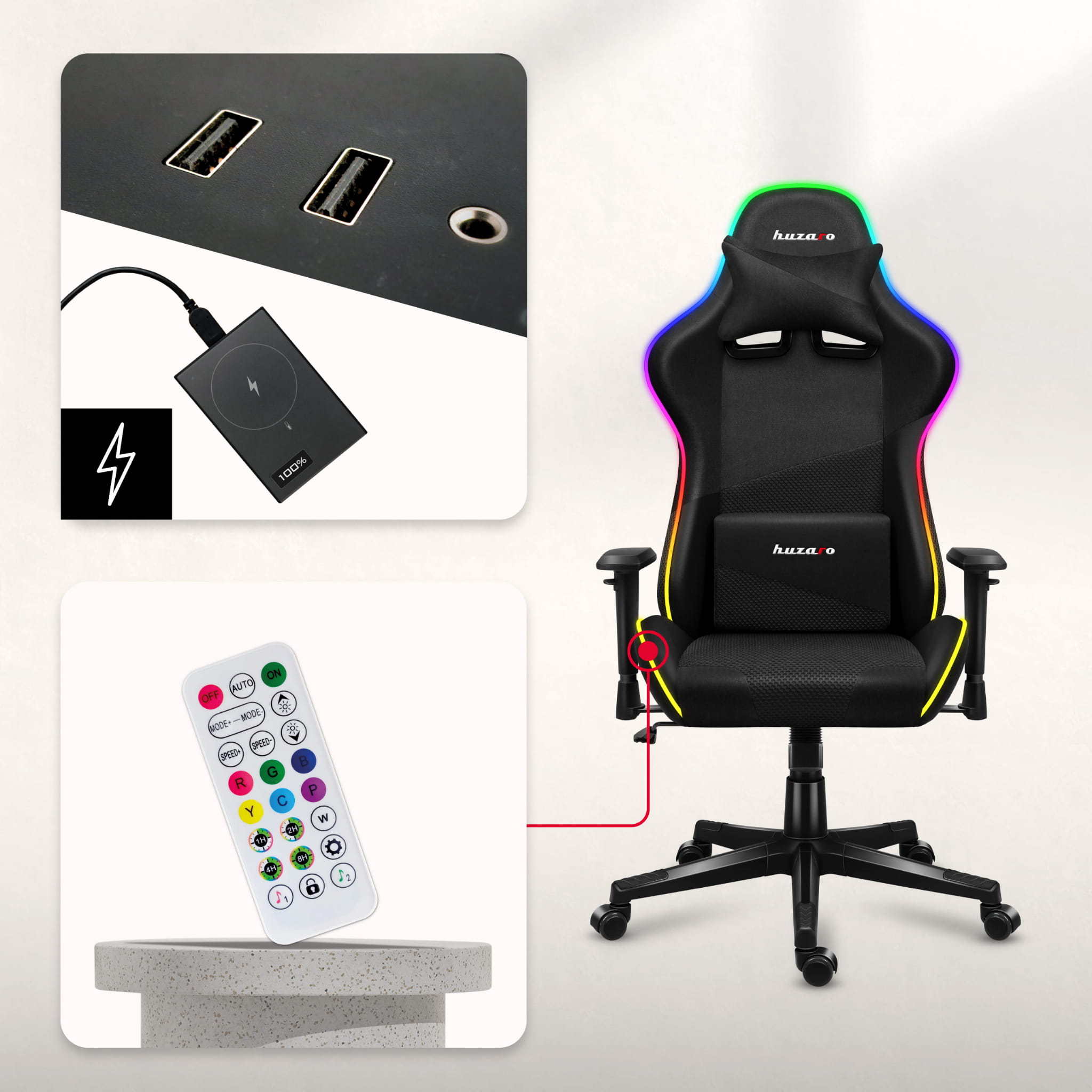 Herní židle Huzaro FORCE 6.3 RGB MESH 