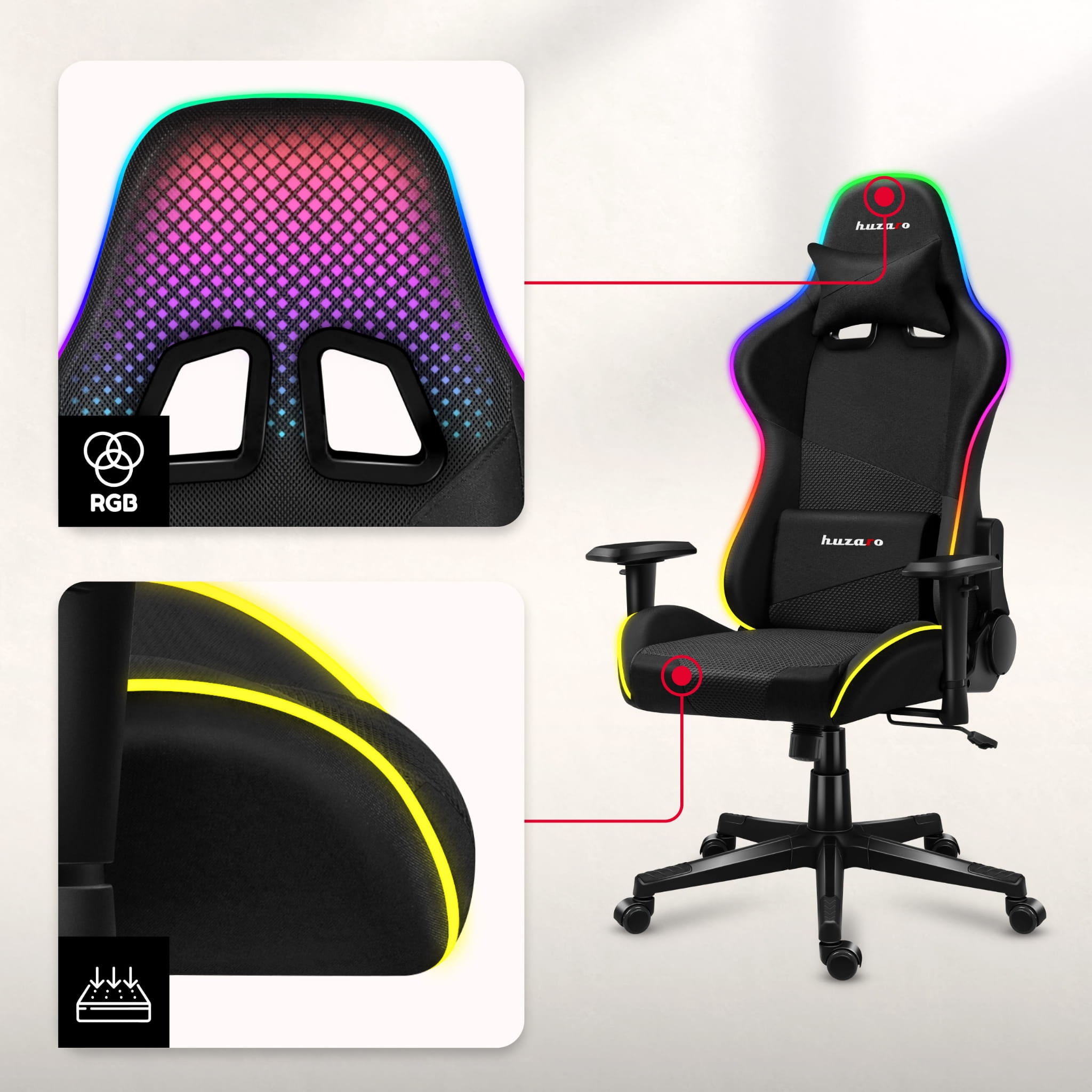 Herní židle Huzaro FORCE 6.3 RGB MESH 